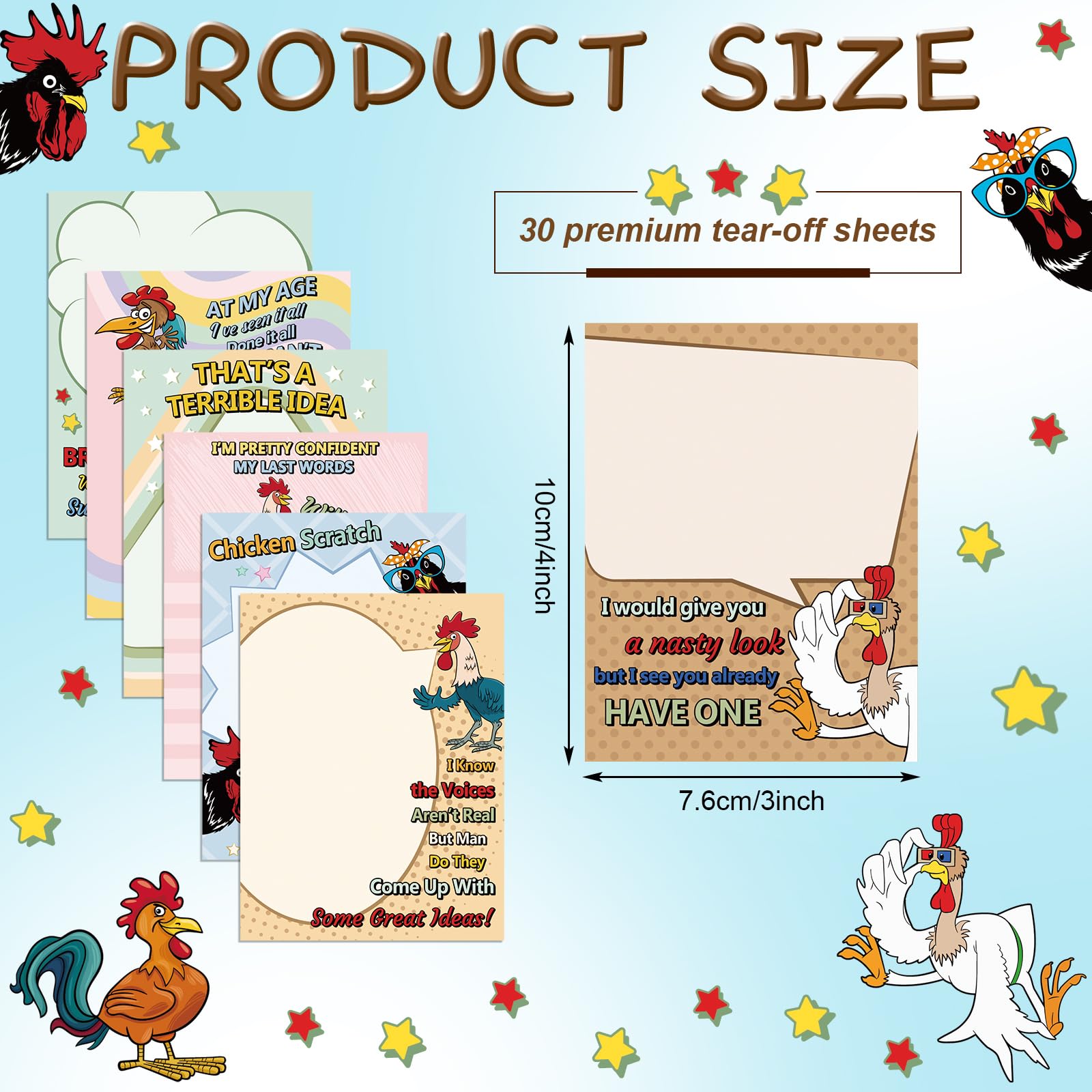 Funny Sticky Notes with Inspirational Sayings - 12 Unique Designs, 3 x 3.93 Inch Memo Pads for Office, School & Home Organization - Perfect for Bulletin Boards, Planners & Gift Giving