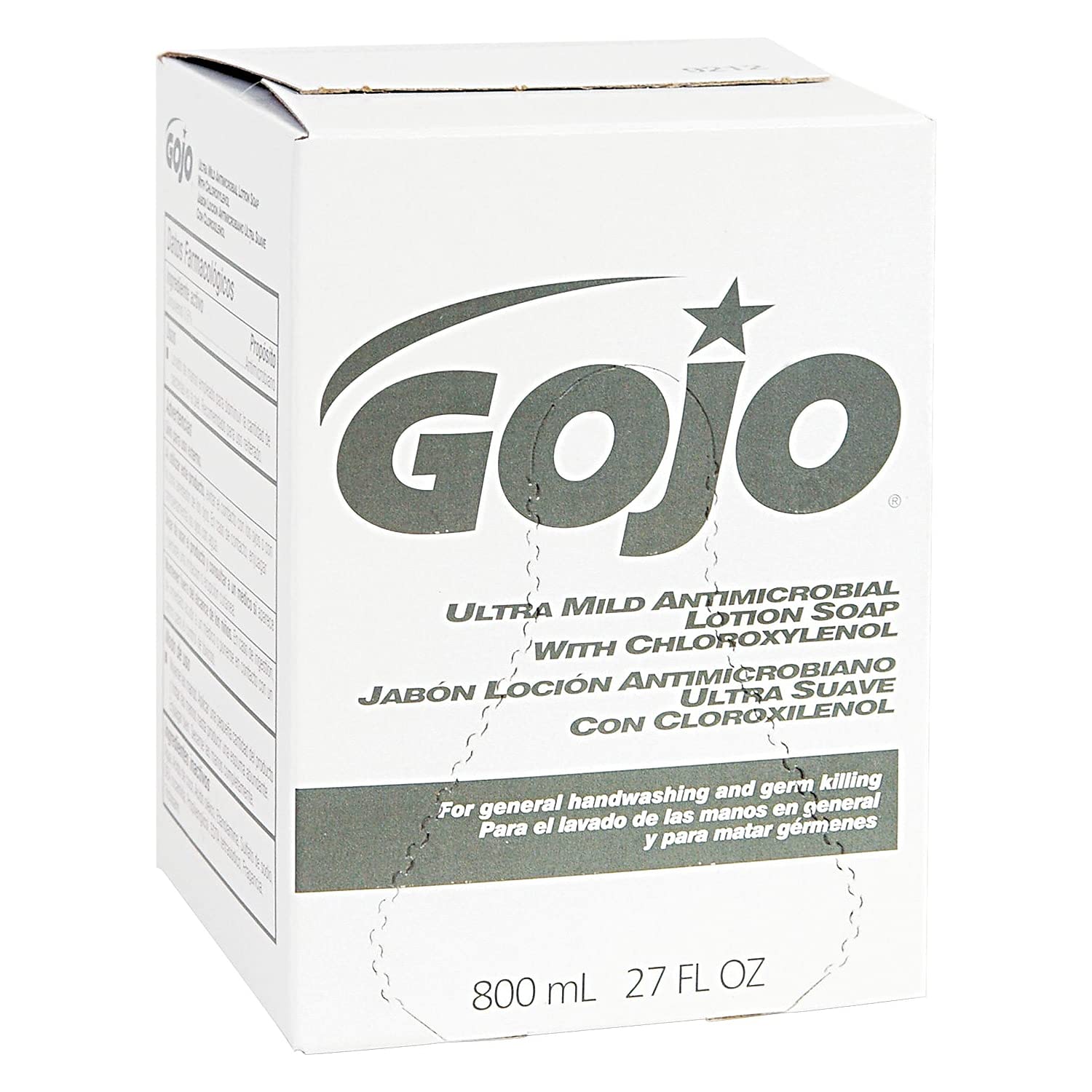 GOJO Ultra Mild Antimicrobial Lotion Soap with Chloroxylenol | 800 mL Refill (12-Pack) | Hand Hygiene for Healthcare, Food Service & Industrial Use | Gentle Skin Cleansing Solution