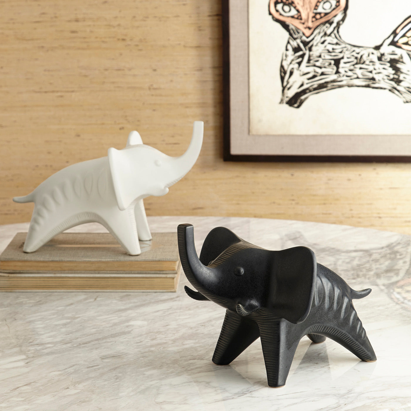 Menagerie Elephant Figurine - Handcrafted Home Decor Statue for Living Room, Office & Gift | Unique Animal Sculpture Collection