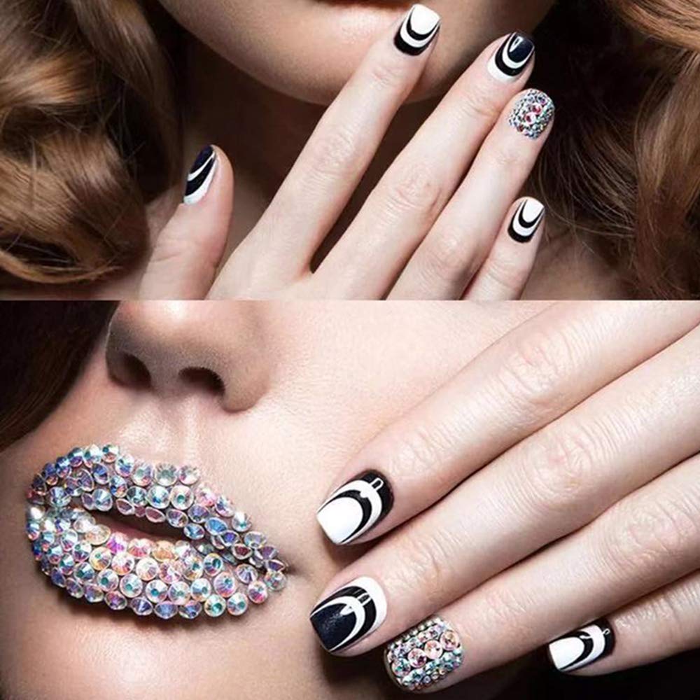 3 Packs Rhinestones for Nails - AB Nail Art Crystals, Flat Back Round Glass Nail Gems in 6 Sizes for Nail Decoration | Perfect for DIY Manicure, Nail Art Designs, and Salon Professional Use