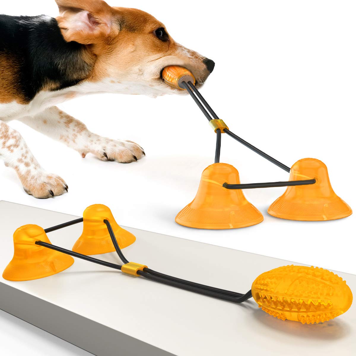 Durable Suction Cup Dog Chew Toy - Self-Playing Rubber Rope Toy for Large Dogs & Puppies, Teething Relief & Dental Health - Perfect for Indoor Play, Training, and Solo Entertainment