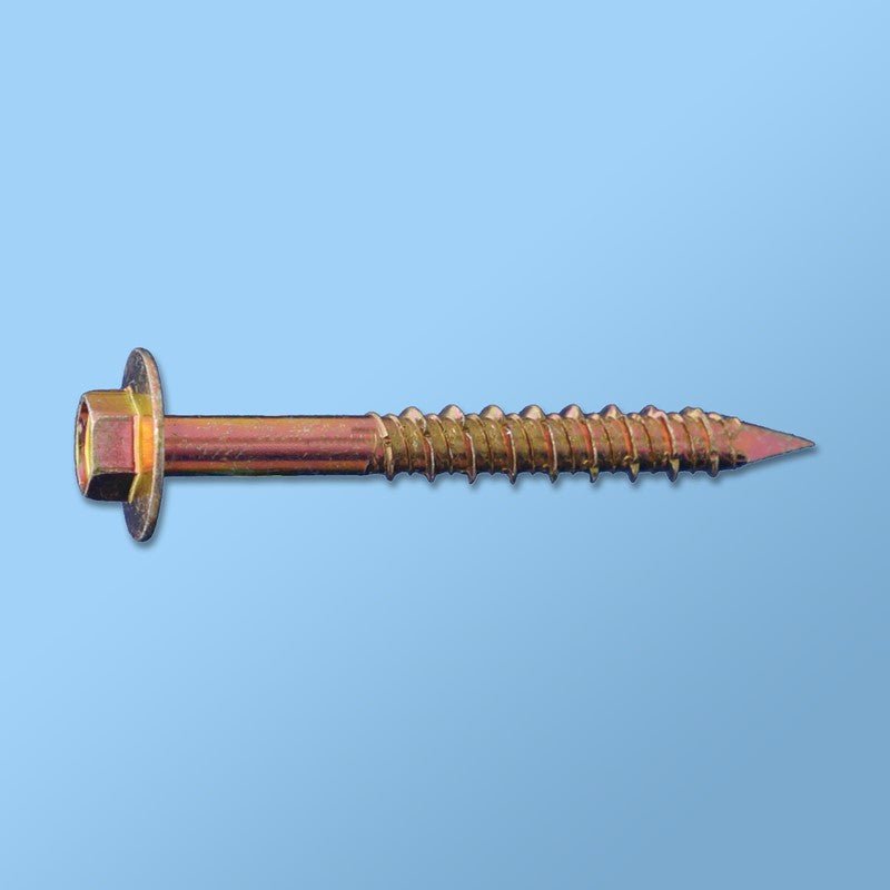 High-Strength CON Concrete Screws with Hex Flange - Quick Installation (Yellow Zinc Coated) - Perfect for Masonry, Concrete, and Brick Fastening Projects