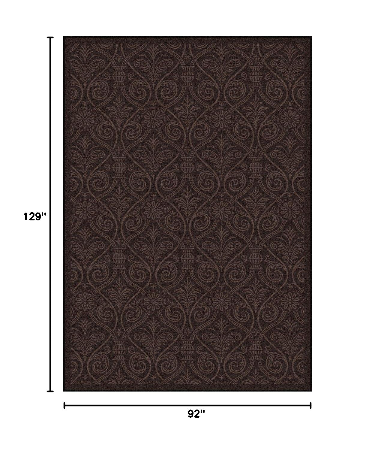 Joy Carpets Any Day Matinee Damascus Theater Area Rug - Brown | Soft & Durable Indoor Rug for Living Room, Bedroom, Theater Room Decor