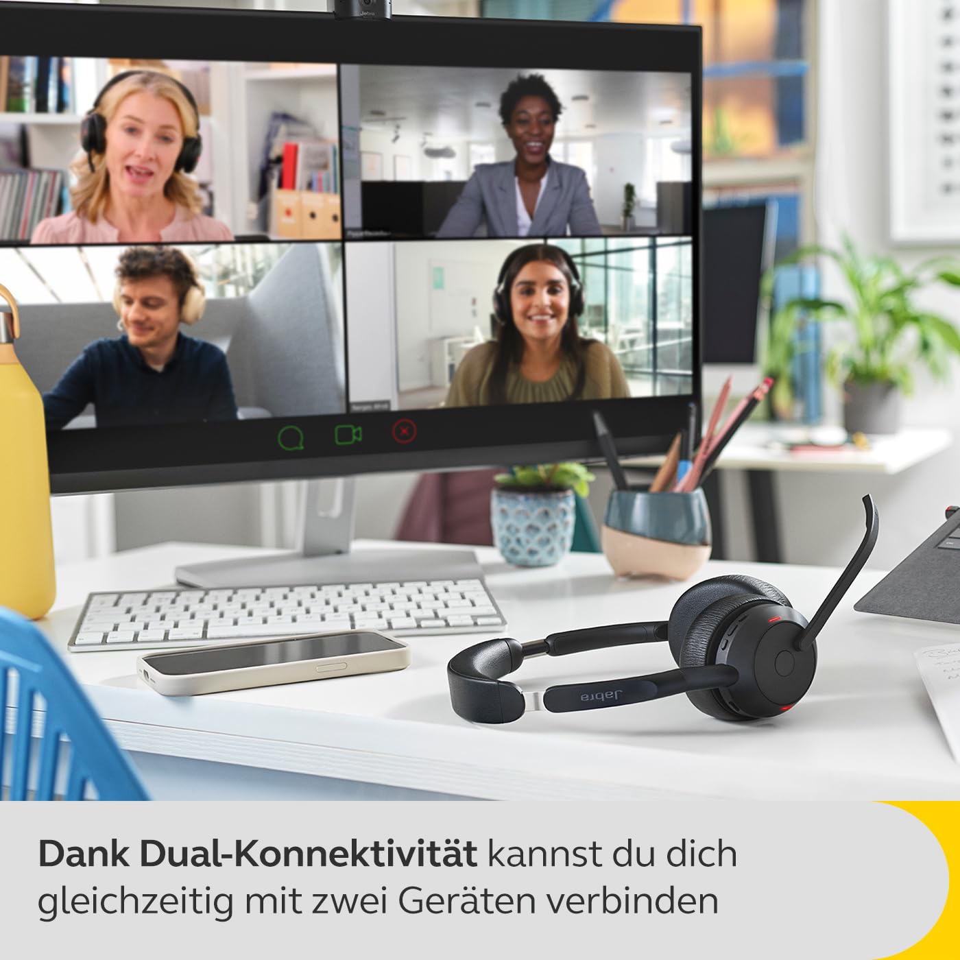 Jabra Evolve2 55 Wireless Stereo Headset with Charging Dock - Noise Cancelling Mic & ANC - UC Compatible (Zoom, Google Meet) - Air Comfort Ear Cushions - Black - Perfect for Office Calls, Remote Work & Video Conferencing