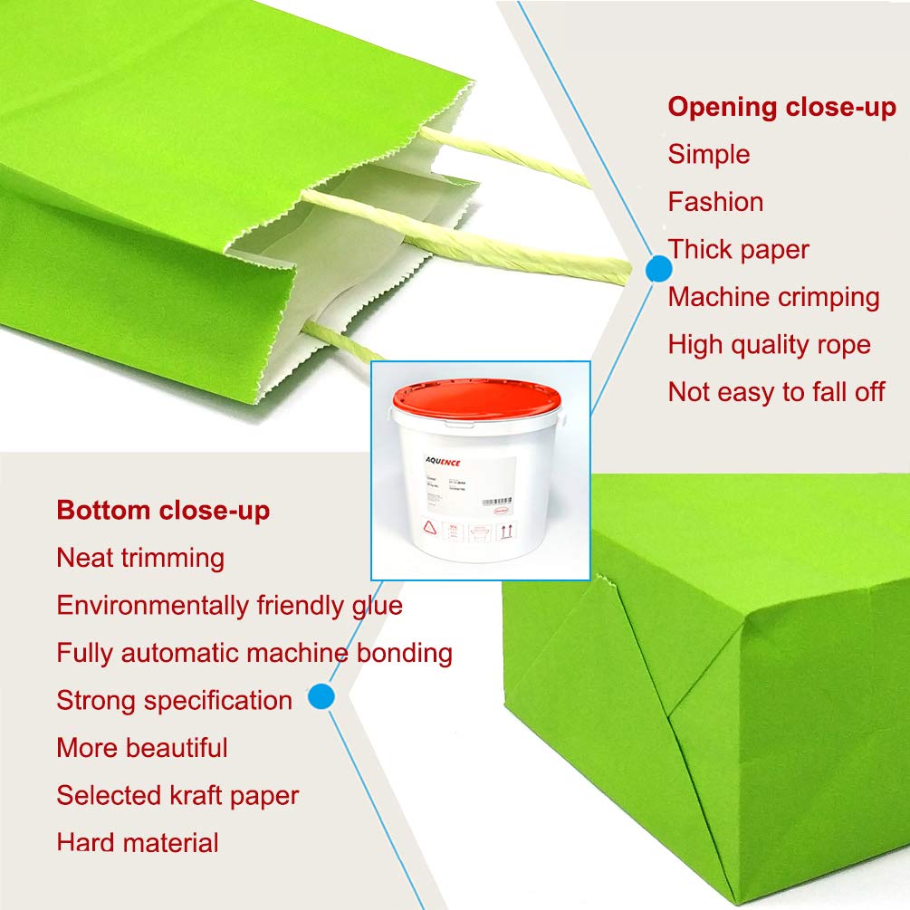 AZOWA 12-Pack Mini Kraft Paper Gift Bags with Handles (4x2.4x6 Inches) - Eco-Friendly Lime Green Small Party Favor Bags for Weddings, Baby Showers & Birthday Gifts