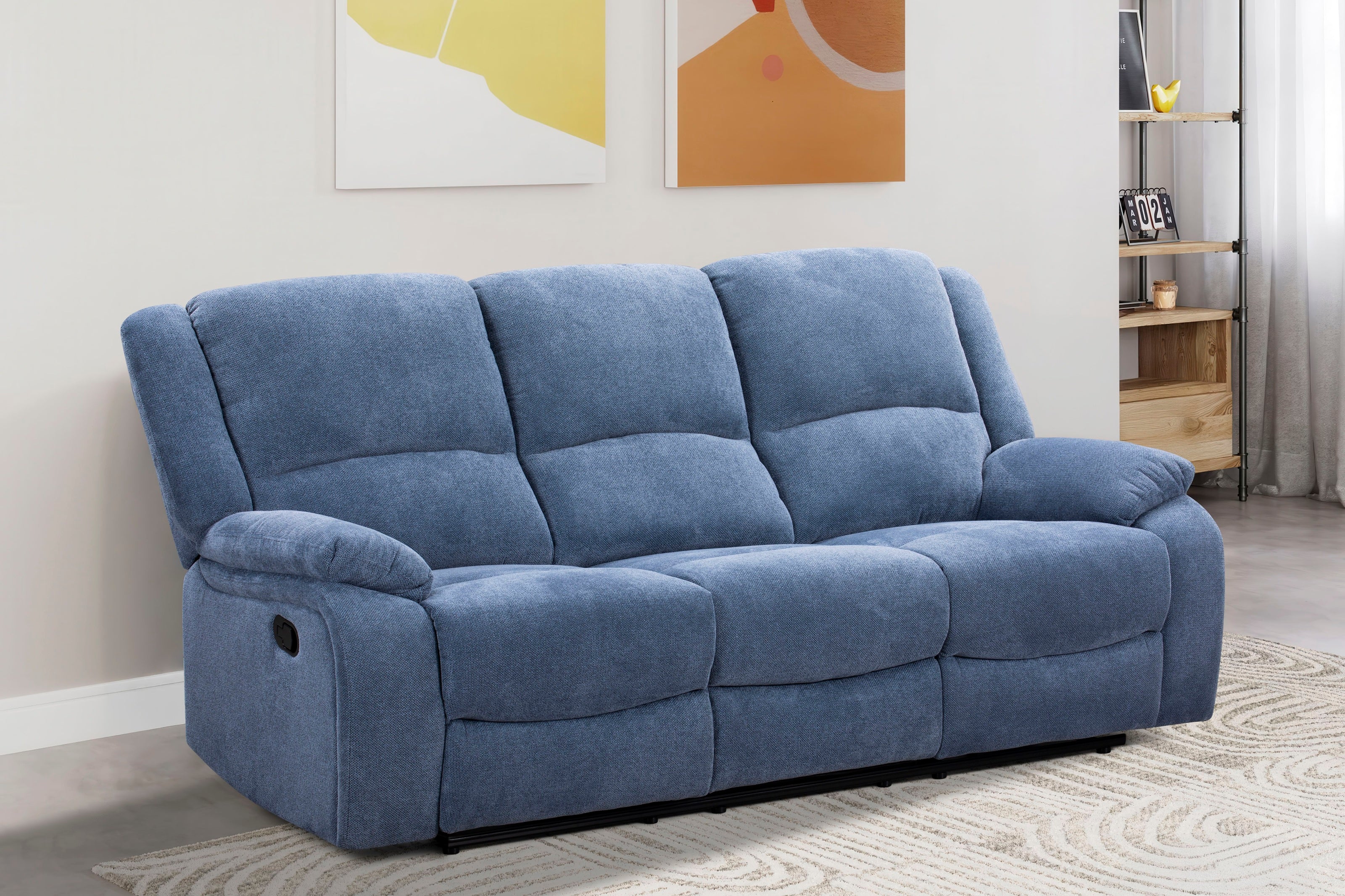 Roundhill Furniture Blitz Transitional Manual Reclining Sofa - Comfortable Living Room Couch for Small Spaces, Apartment & Home Theater Seating