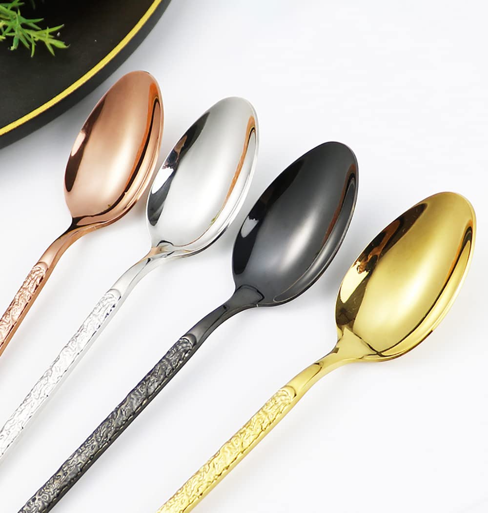 60-Piece Rose Gold Silverware Set for 12 - Hammered Modern Stainless Steel Flatware Set with Forks, Spoons & Knives - Elegant Tableware Cutlery for Home, Restaurant & Wedding - Dishwasher Safe Dinnerware Set for Everyday Use & Special Occasions