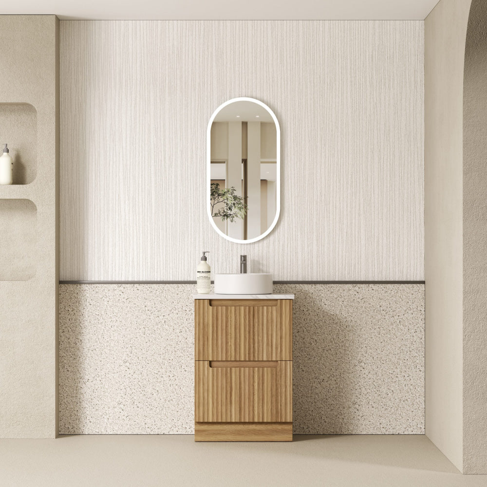 Aulic 600mm Lovina Modern Floor Standing Bathroom Vanity with Solid Surface Top & Cato Top - CA56 600 CT28 - Perfect for Small Bathrooms & Powder Rooms