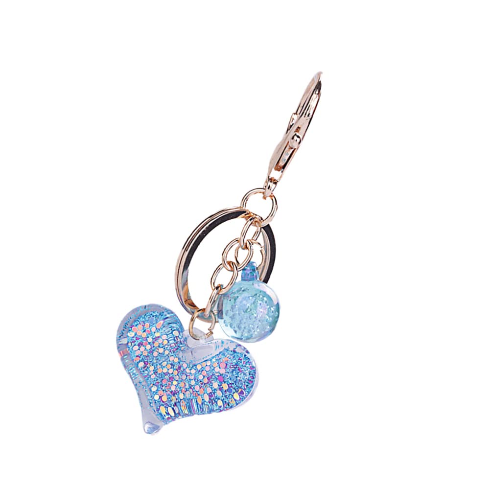 PHEZEN Cute Transparent Heart Keychain - Shining Sequin Acrylic Couple Keychain with Love Pendant - Kawaii Gift for Valentine's Day, Anniversary & Couples Accessories - Perfect for Keys, Bags & Backpacks