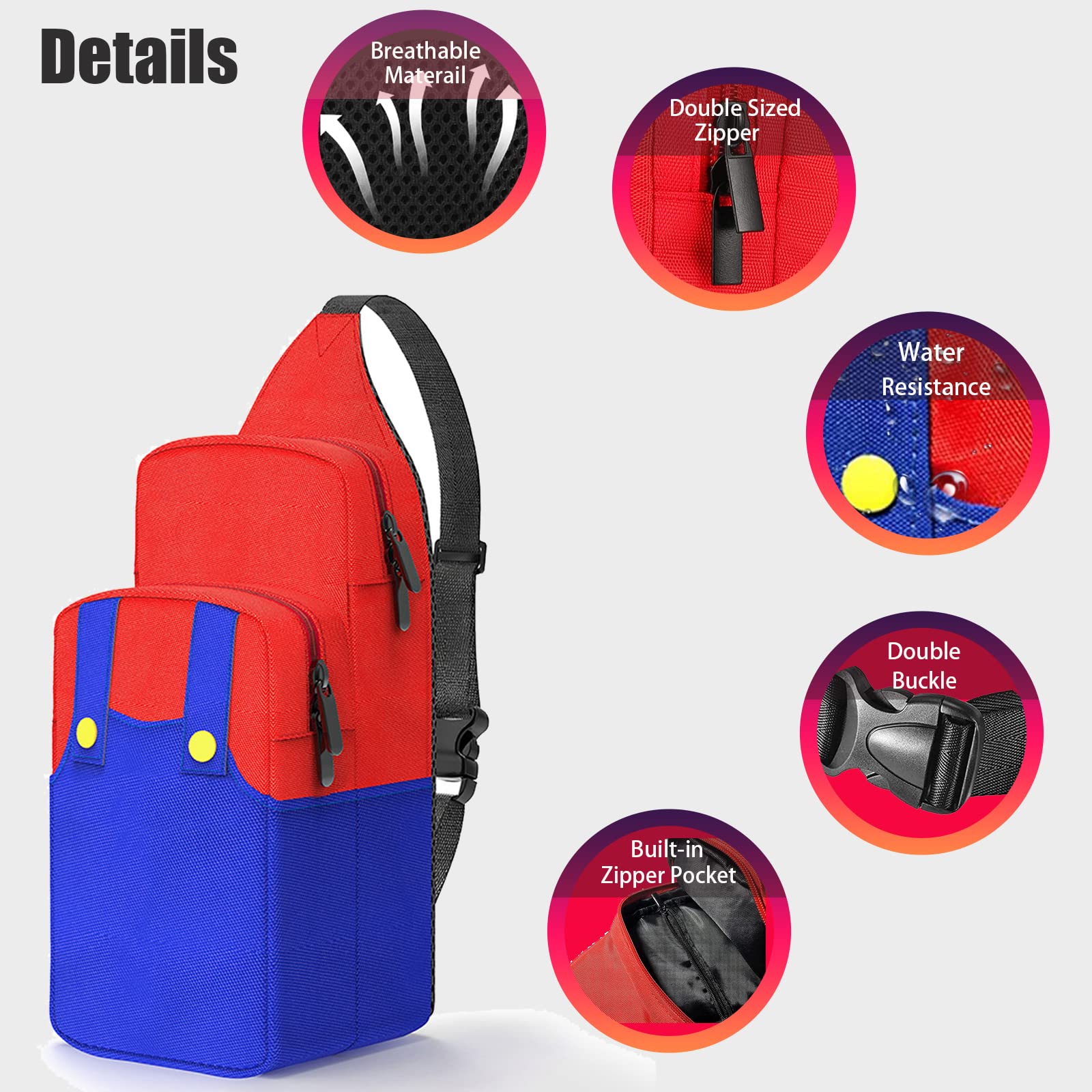 Waterproof Travel Sling Bag for Nintendo Switch/Lite/OLED & Steam Deck - Portable Crossbody Shoulder Chest Gaming Backpack for NS/SD Console, Dock & Joy-Cons Accessories | Perfect for Commuting, Travel & Outdoor Gaming