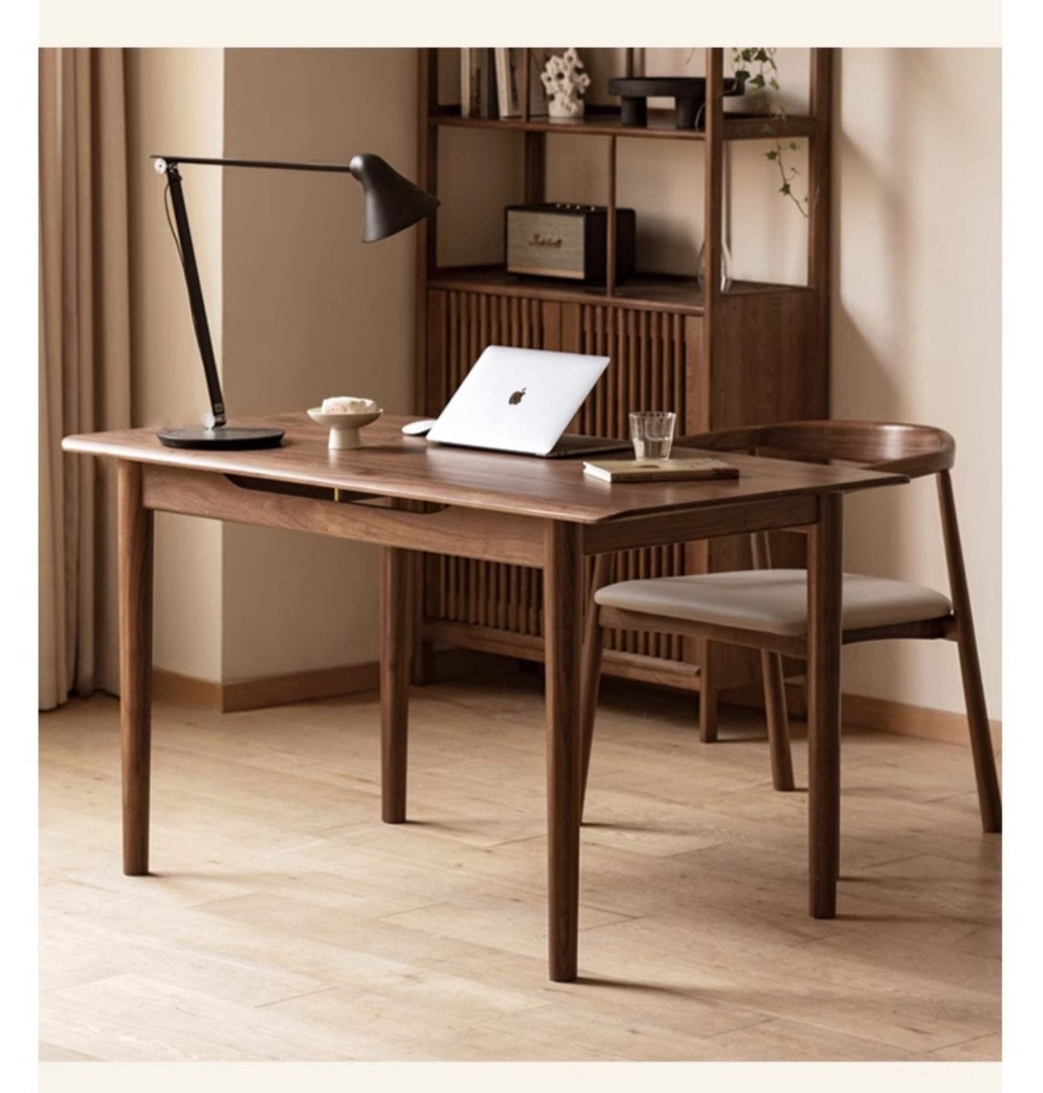 Premium Black Walnut Solid Wood Large Coffee Table - Modern Minimalist Design for Living Room, Lounge & Office