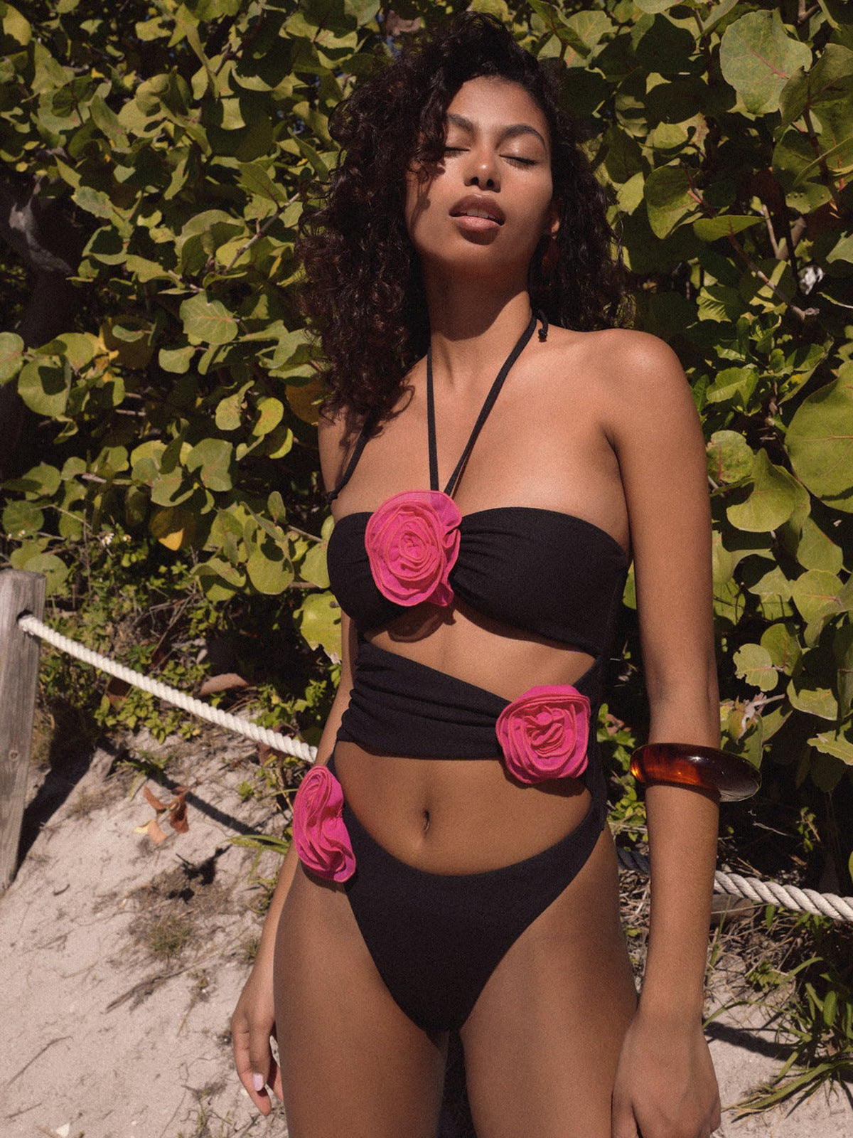 ZASUWA Women's Rose Floral Print One Piece Swimsuit - Perfect for Beach Vacations, Pool Parties & Summer Getaways