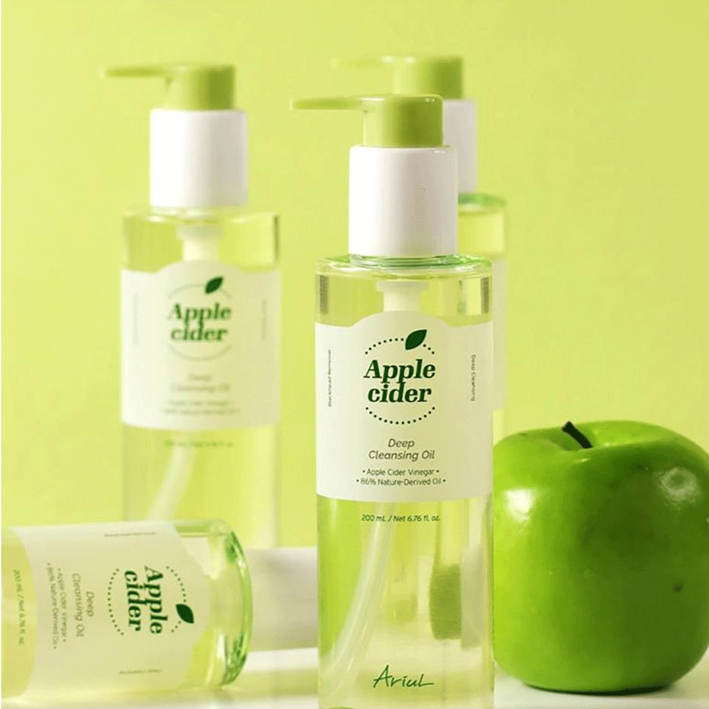 Ariul Apple Cider Deep Cleansing Oil 200ml - Gentle Makeup Remover & Pore Cleanser for Glowing Skin | Perfect for Daily Skincare Routine & Travel