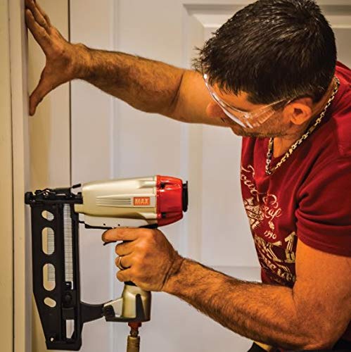 MAX USA CORP SuperFinisher NF565A/16 16 Gauge Straight Finish Nailer - Up to 2-1/2 Inch Nails - Red - Perfect for Trim Work, Cabinetry, and Fine Woodworking Projects