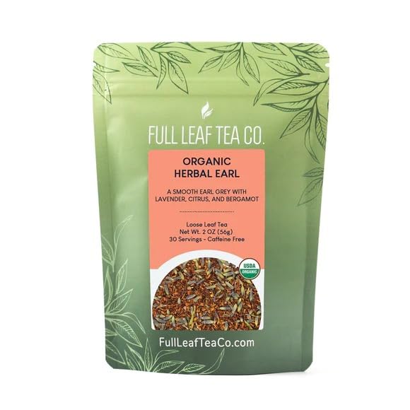 Organic Earl Grey Loose Leaf Tea - 2oz Bag (30 Servings) | Full Leaf Tea Co. | Premium Herbal Tea for Relaxation & Afternoon Tea Time