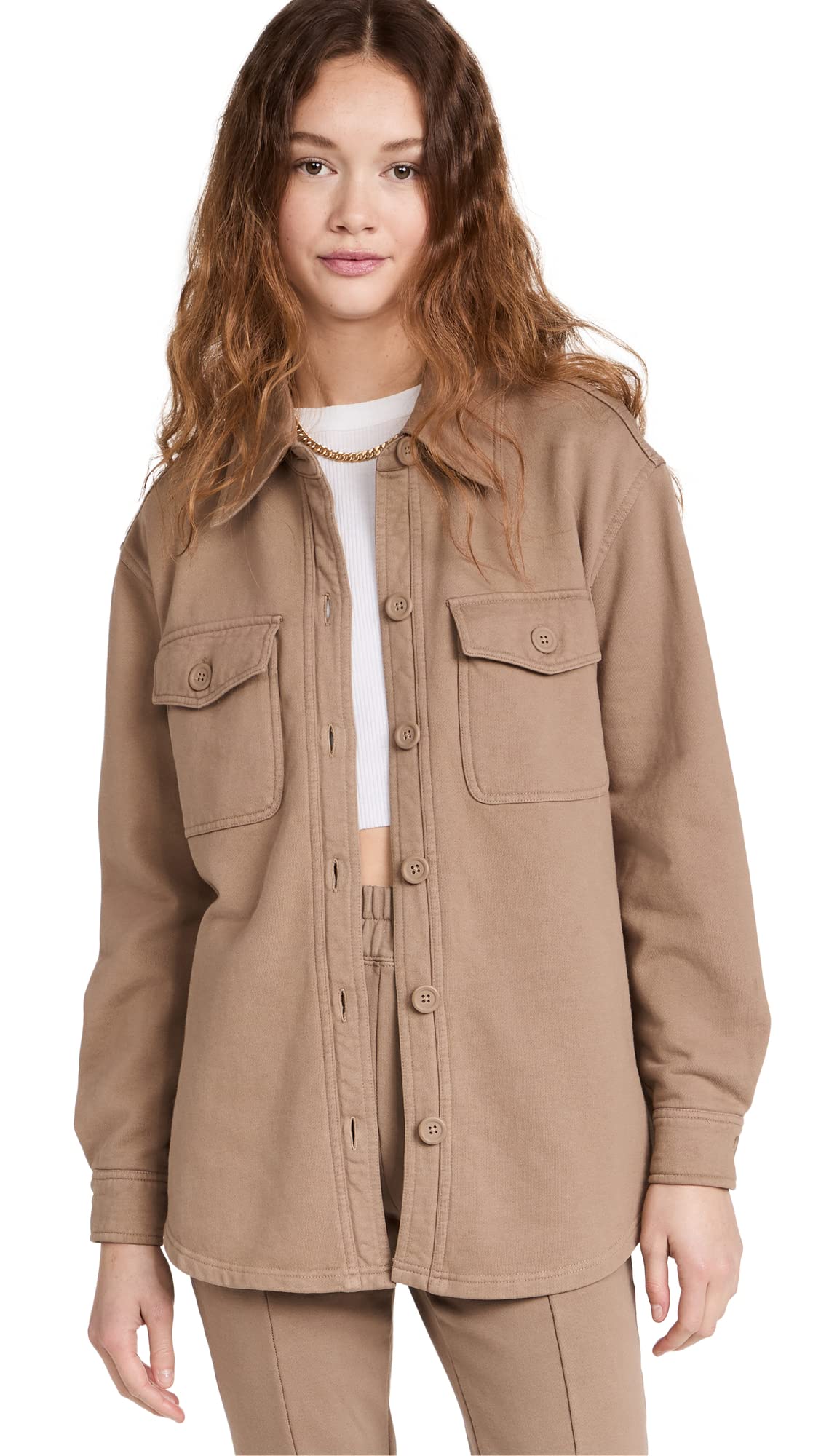 Good American Essentials Women's Fleece Shacket Jacket - Cozy Oversized Fleece-Lined Button Up for Fall & Winter | Casual Outerwear for Women | Perfect for Layering, Lounging & Outdoor Activities