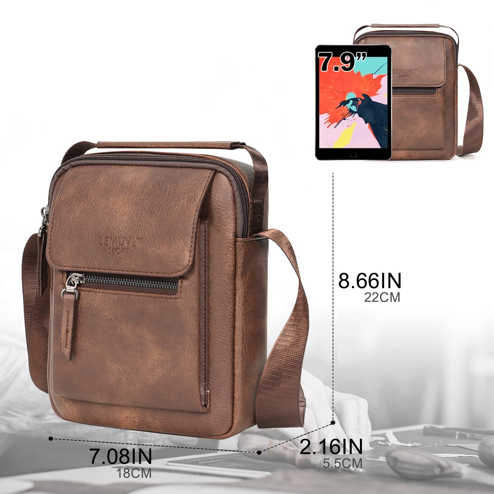 Leather Crossbody Bag for Men - Small & Medium Shoulder Bag, Messenger Satchel Purse - Perfect for Work, Travel & Daily Use
