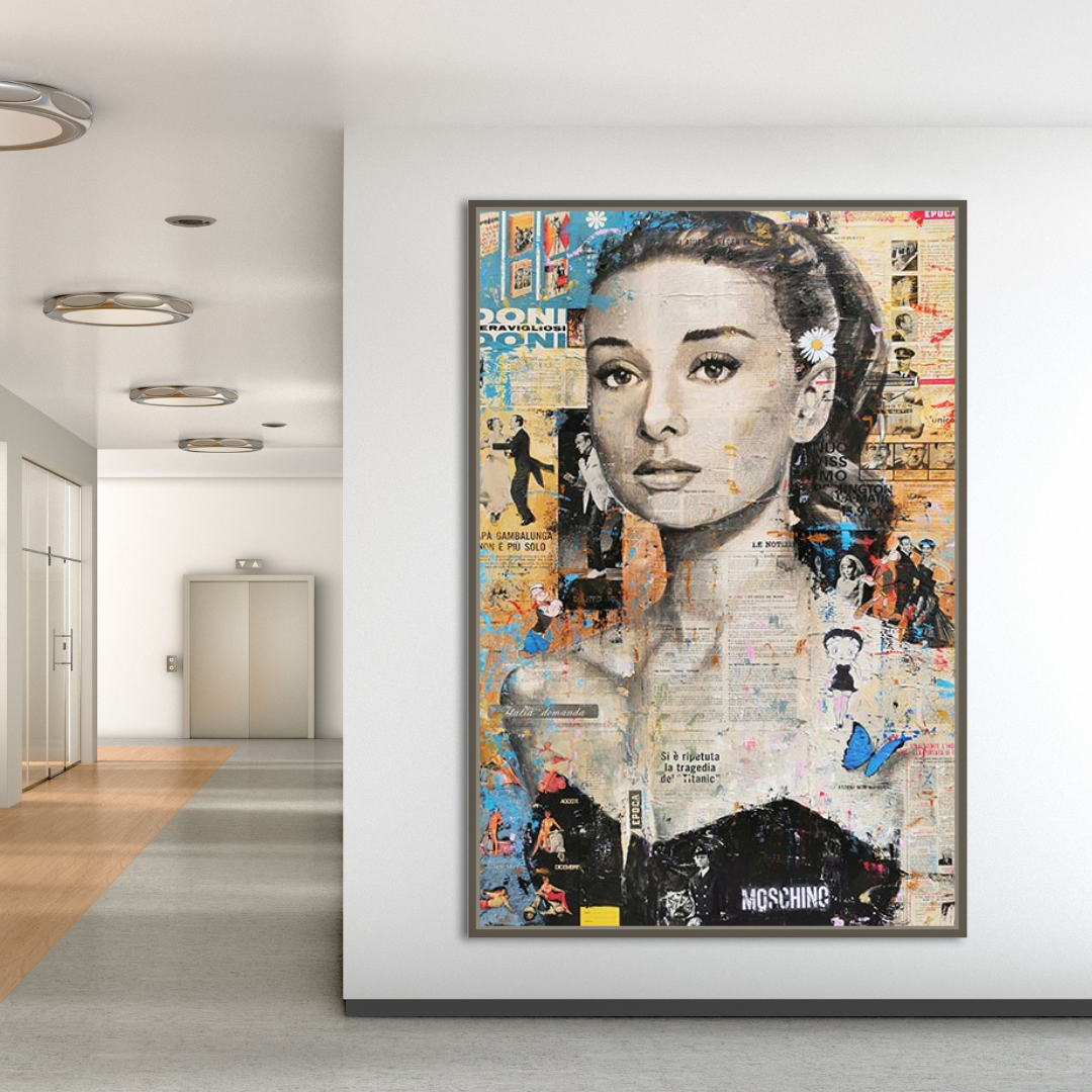 Vintage Audrey Hepburn Canvas Wall Art Print - Classic Hollywood Movie Star Poster - Perfect for Living Room, Bedroom & Office Decor