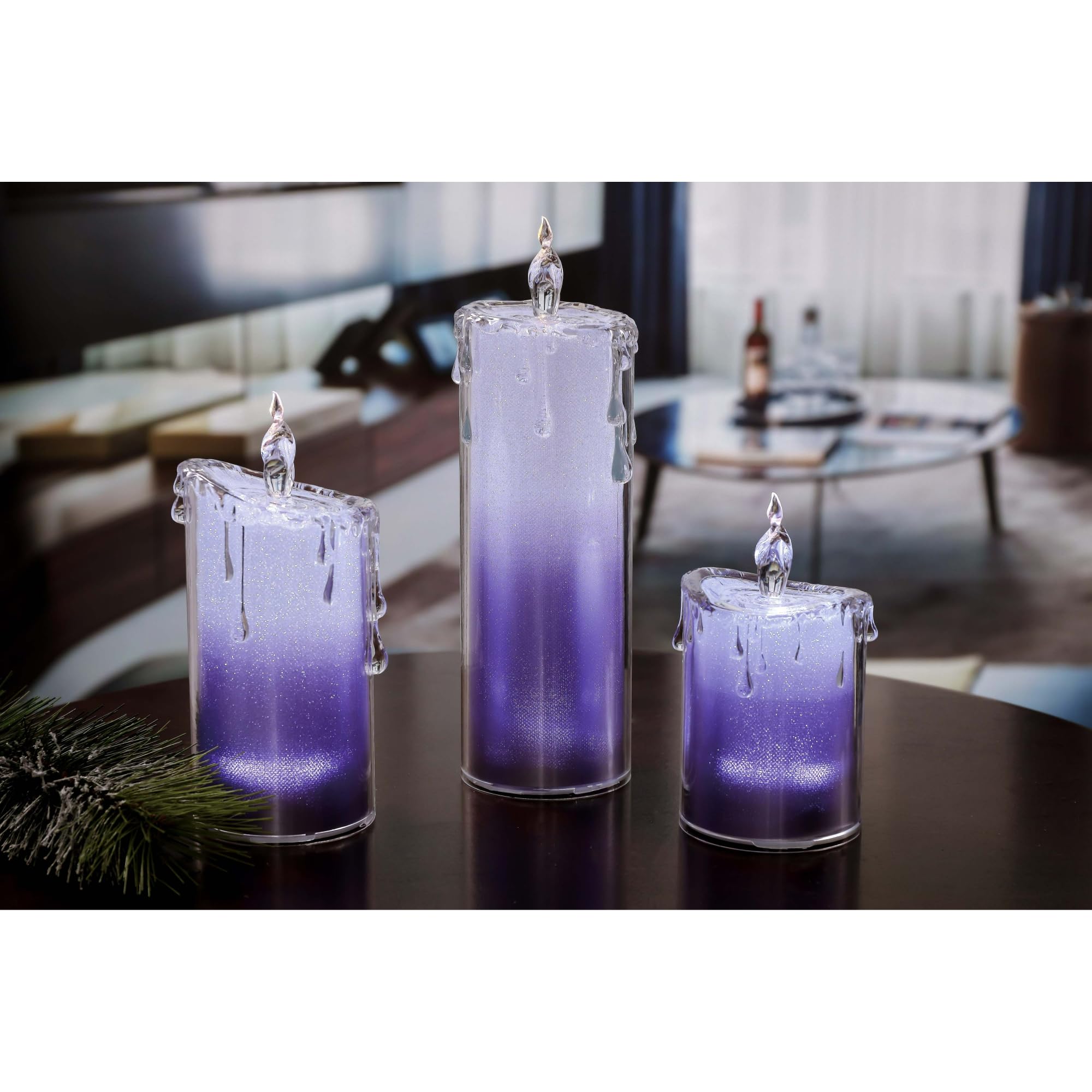 Glitter LED Lighted Candles - 9.5