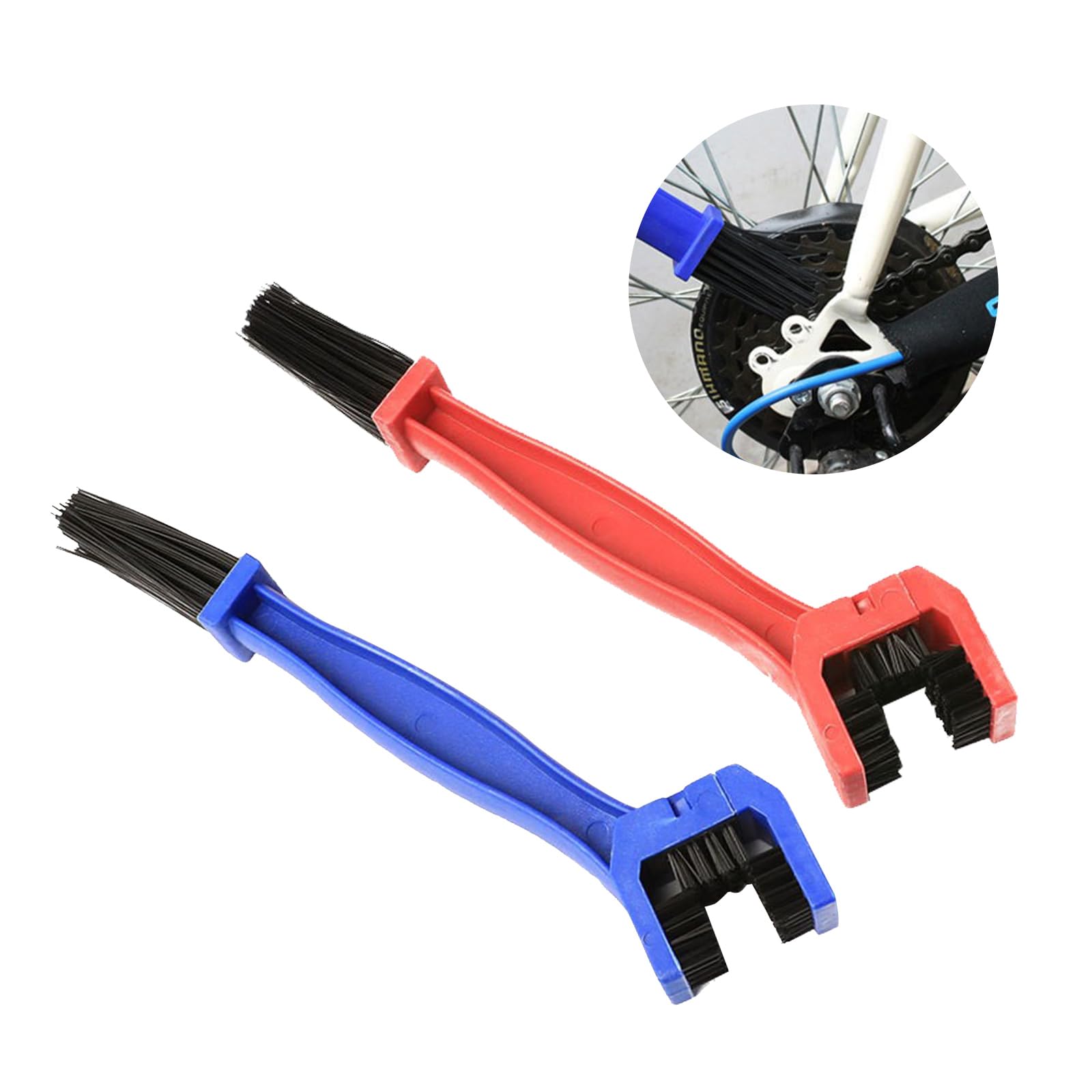 2-Pack Bike & Motorcycle Chain Cleaning Kit - Chain Washer & Brush Set for Mountain Bikes, Dirt Bikes & Road Bikes - Blue & Red Motorcycle Accessories for Easy Chain Maintenance & Deep Cleaning