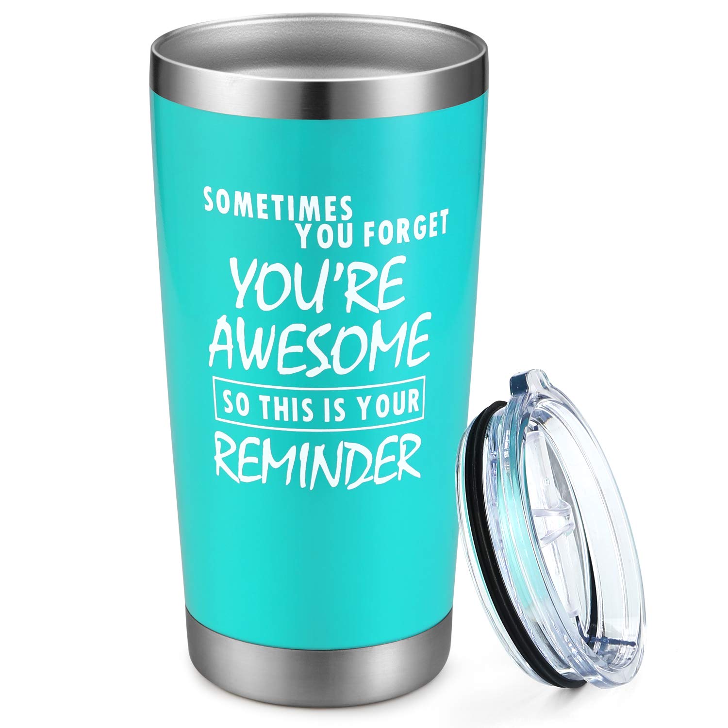 20oz Insulated Stemless Wine Tumbler with Lid - Thoughtful Get Well Soon, Thank You, Birthday, Christmas & Thanksgiving Gifts for Women - Perfect for Her, Friends, Coworkers, Mom & Sister - Great for Office Drinks, Home Relaxation & Outdoor Picnics