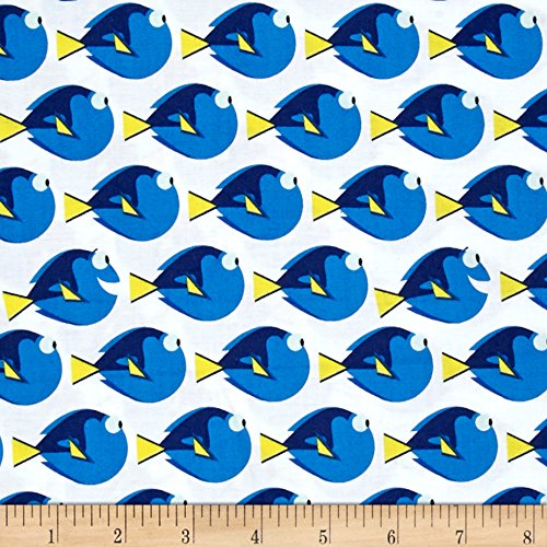 Disney Finding Dory Dory Dot Quilt Fabric by The Yard - Premium Cotton Fabric for Quilting, Sewing & DIY Crafts - Perfect for Baby Blankets, Home Decor & Scrapbooking Projects (White)