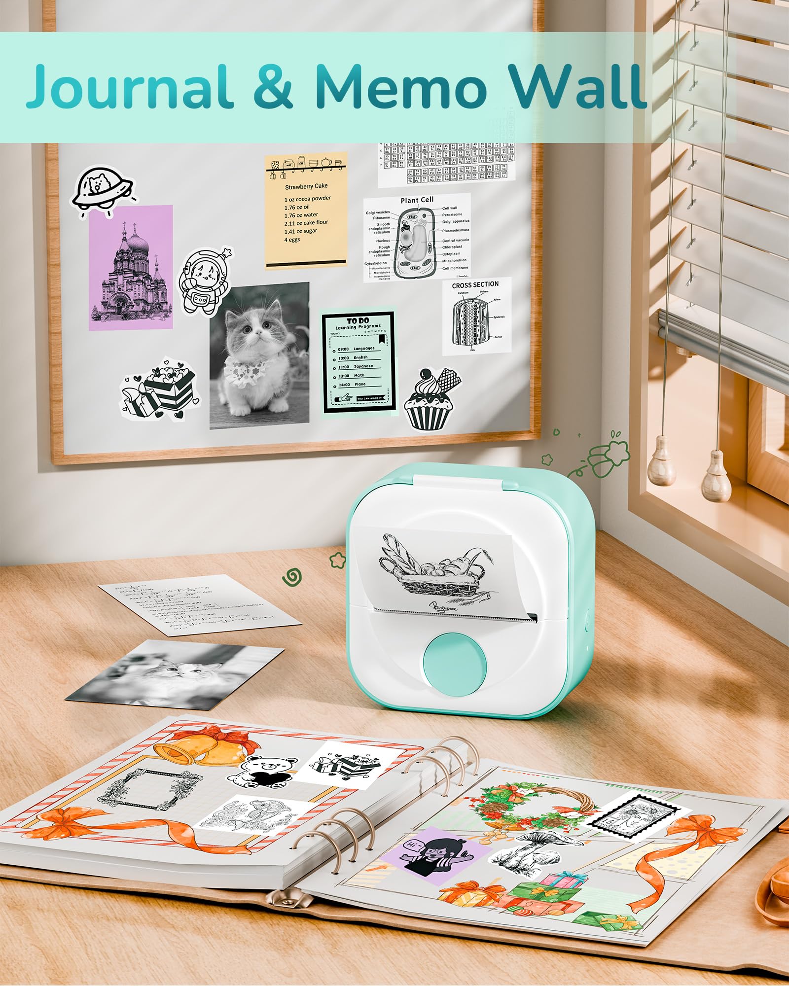 Itari Mini Bluetooth Sticker Printer Q02 - Portable Inkless Pocket Sticker Maker with 3 Rolls Paper for Phone & Tablet | Print Photos, Journals, Receipts, Anatomical Diagrams | Perfect for Scrapbooking, Labeling, School Projects & Office Use