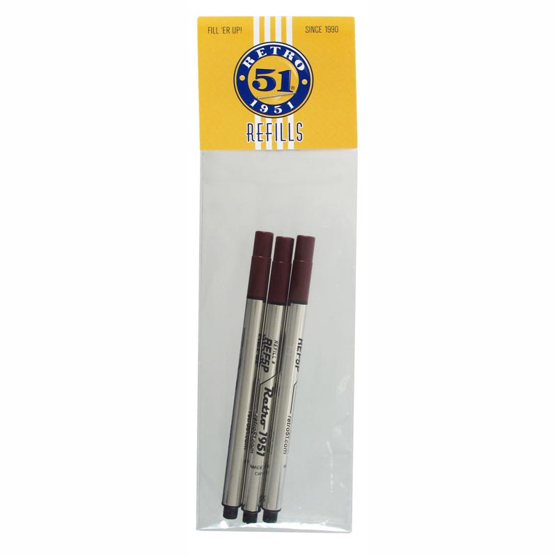 Retro 51 Tornado Capless Rollerball Pen Refills - 3 Pack - Smooth Writing for Journals, Notes & Office Use
