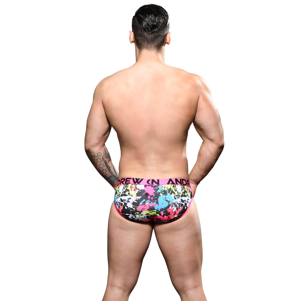 Andrew Christian Almost Naked Splatter Brief - Ultra Soft Men's Underwear with Bold Print Design | Perfect for Gym, Lounge & Everyday Comfort