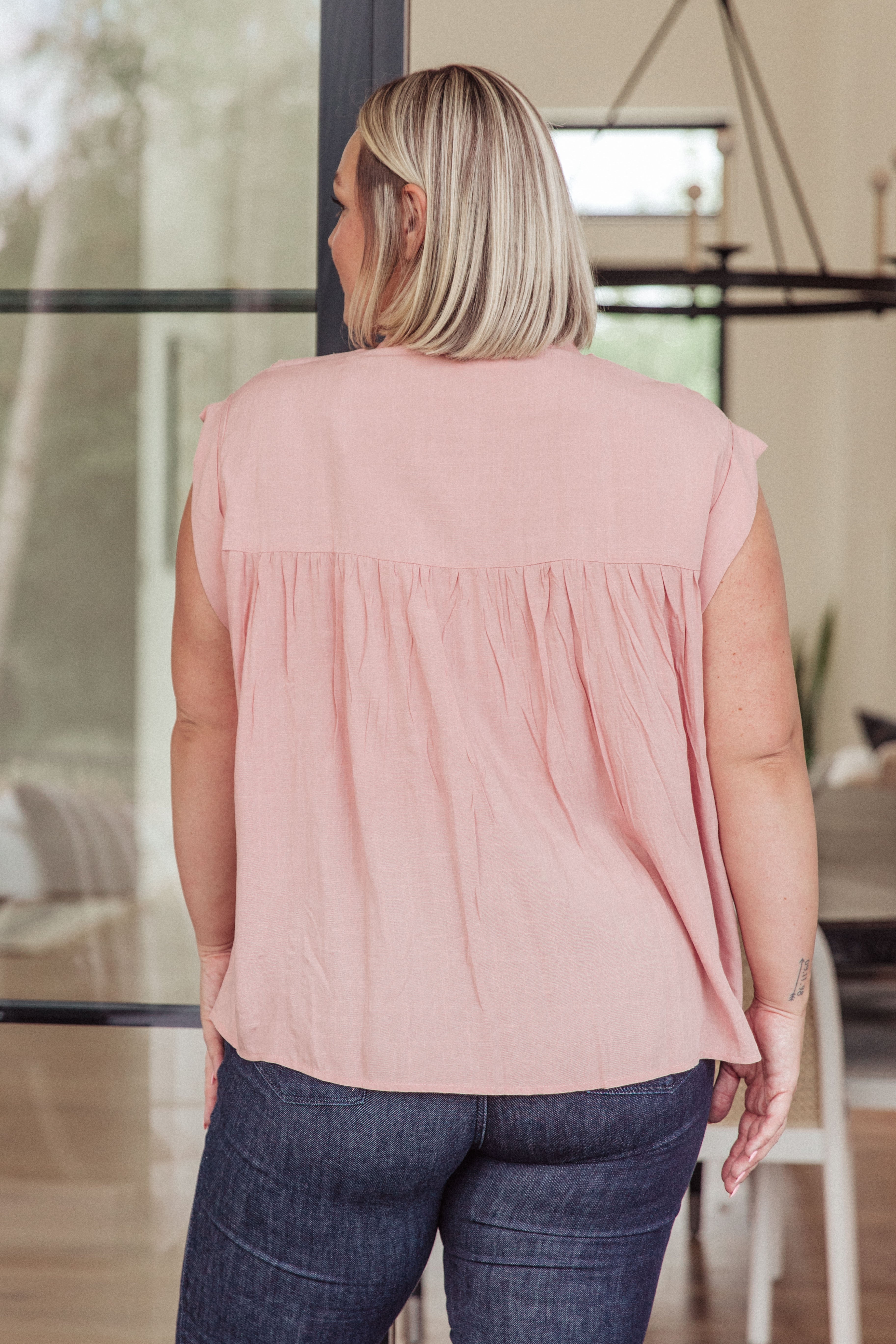 Elegant Pink Pleat Detail Button Up Blouse for Women | Office Wear & Casual Chic Outfits | Perfect for Work, Dates & Special Occasions
