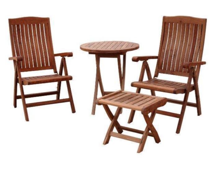 Anderson Teak Bahama Katana 4-Piece Outdoor Dining Set - Premium Teak Wood Patio Furniture for Garden, Poolside & Backyard (Set 46)