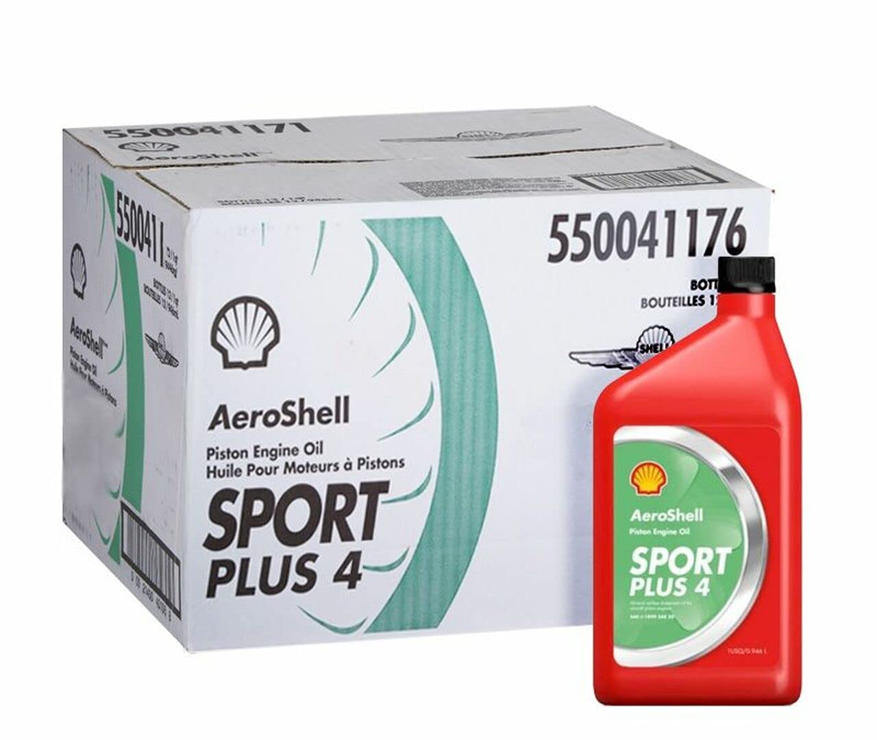 AeroShell Oil Sport Plus 4 Aviation Engine Oil - 12 x 1 Quart Case - Premium Aircraft Lubricant for Small Piston Engines & Aviation Maintenance