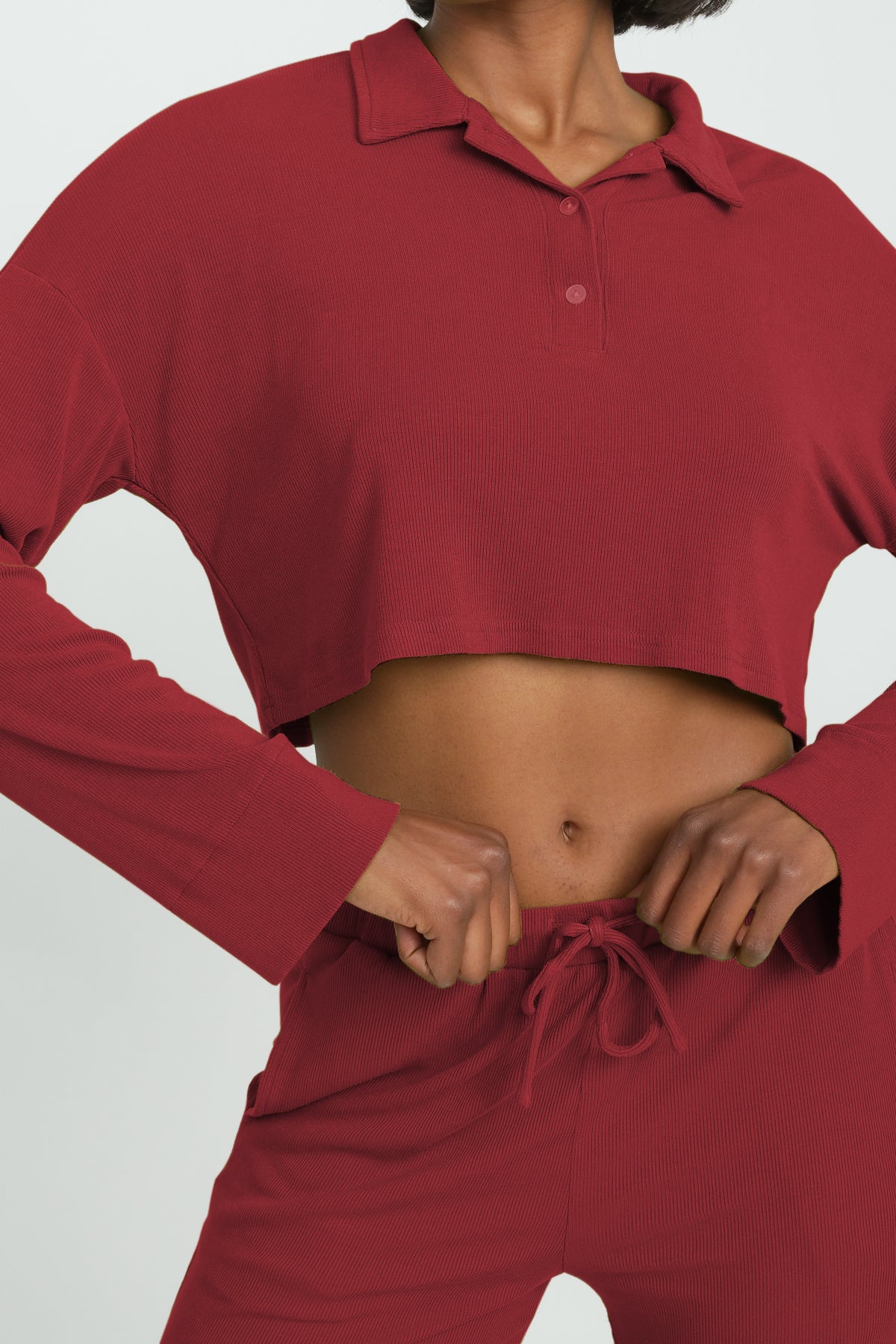 Rory Wide Leg Pants for Women - High Waist Flowy Trousers in Crimson Red | Comfortable Lounge Pants for Yoga, Work & Casual Wear