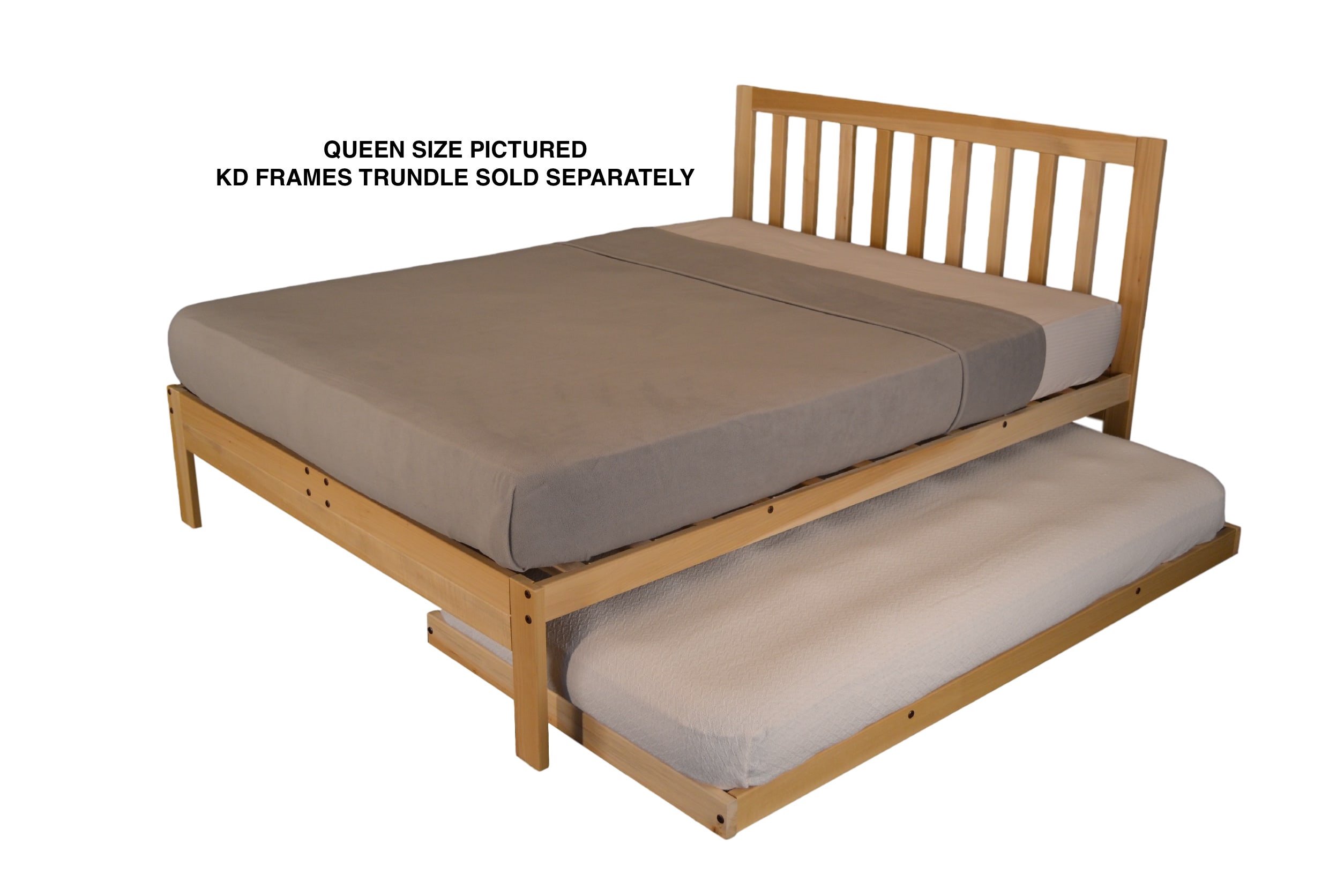 KD Frames Charleston Twin Platform Bed Frame - Solid Unfinished Wood Minimalist Bed with Slatted Headboard - No Box Spring Needed, Easy Assembly - Natural Wood Bedroom Furniture for Modern & Scandinavian Style Homes