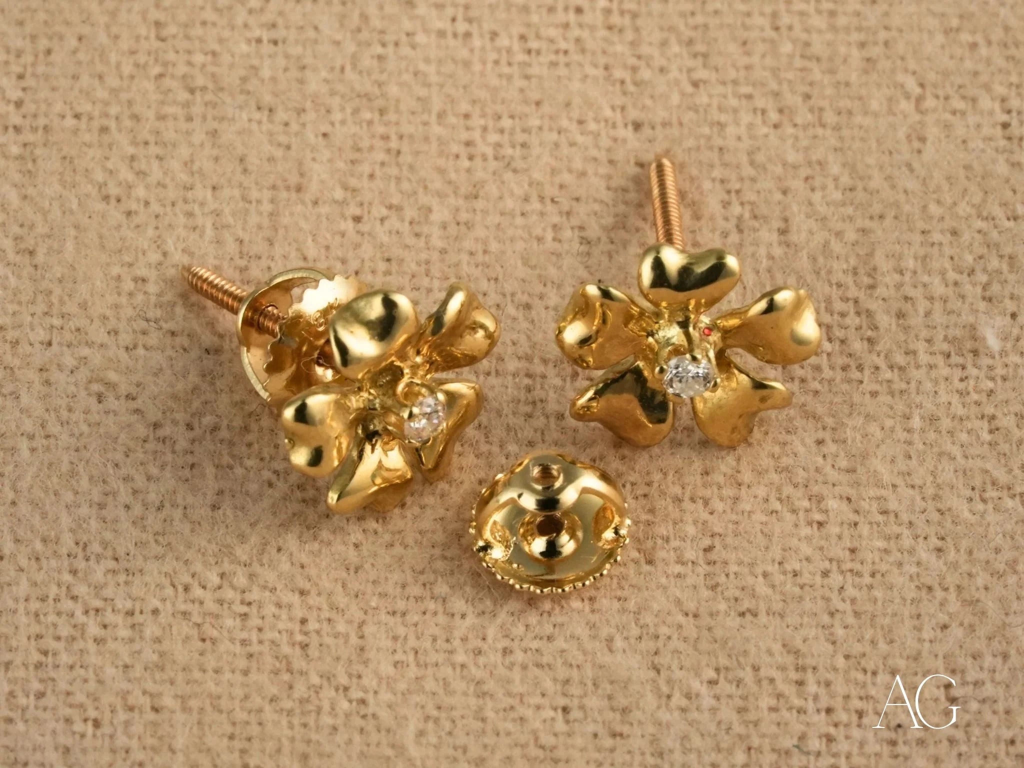 18k Gold Diamond Flower Stud Earrings - 0.06ct Natural Diamond Floral Jewelry for Women | Perfect for Weddings, Anniversaries & Special Occasions