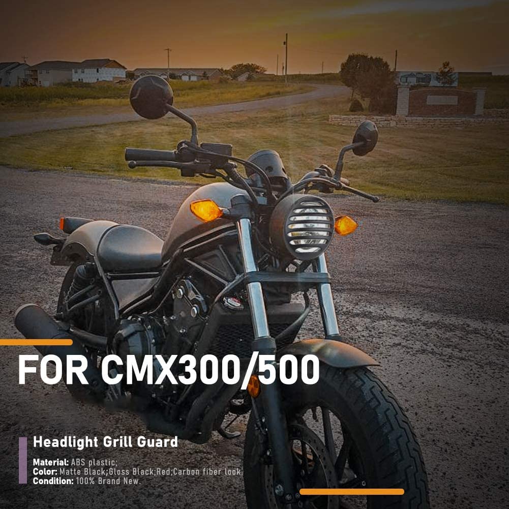 H-ONDA Rebel CMX500 CMX300 Motorcycle Headlight Cover Grill Protector - Carbon Fiber Look (2017-2022) - Durable Front Light Protection for Street Riding & Night Commutes