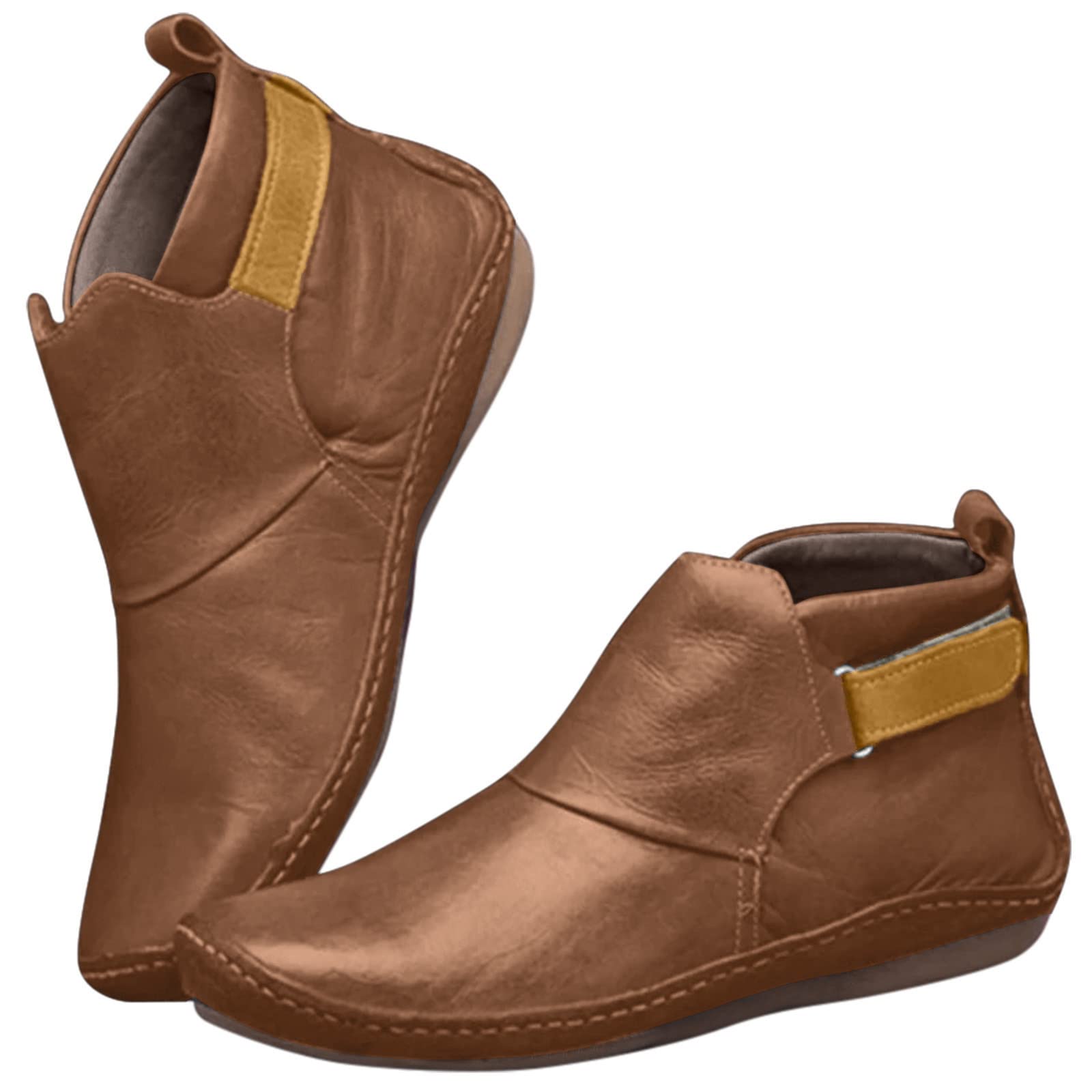 Masbird Women's Ruffled V-Cut Ankle Boots - Pointed Toe Western Booties with Chunky Low Heel for Dressy Outfits | Perfect for Casual Wear, Date Nights & Office Fashion