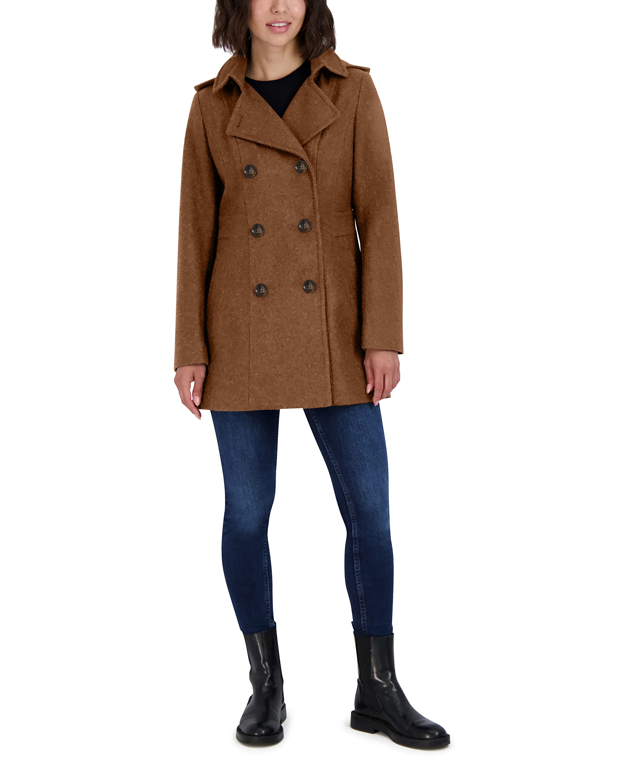 Nautica Women's Wool Blend Double Breasted Peacoat - Warm Winter Coat for Cold Weather | Stylish Outerwear for Work, Travel & Everyday Wear