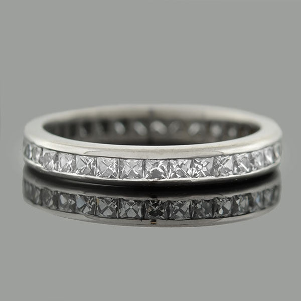 Art Deco Platinum French Cut Diamond Eternity Band 1 Carat Total Weight - Perfect for Wedding Bands, Anniversary Gifts & Special Occasions