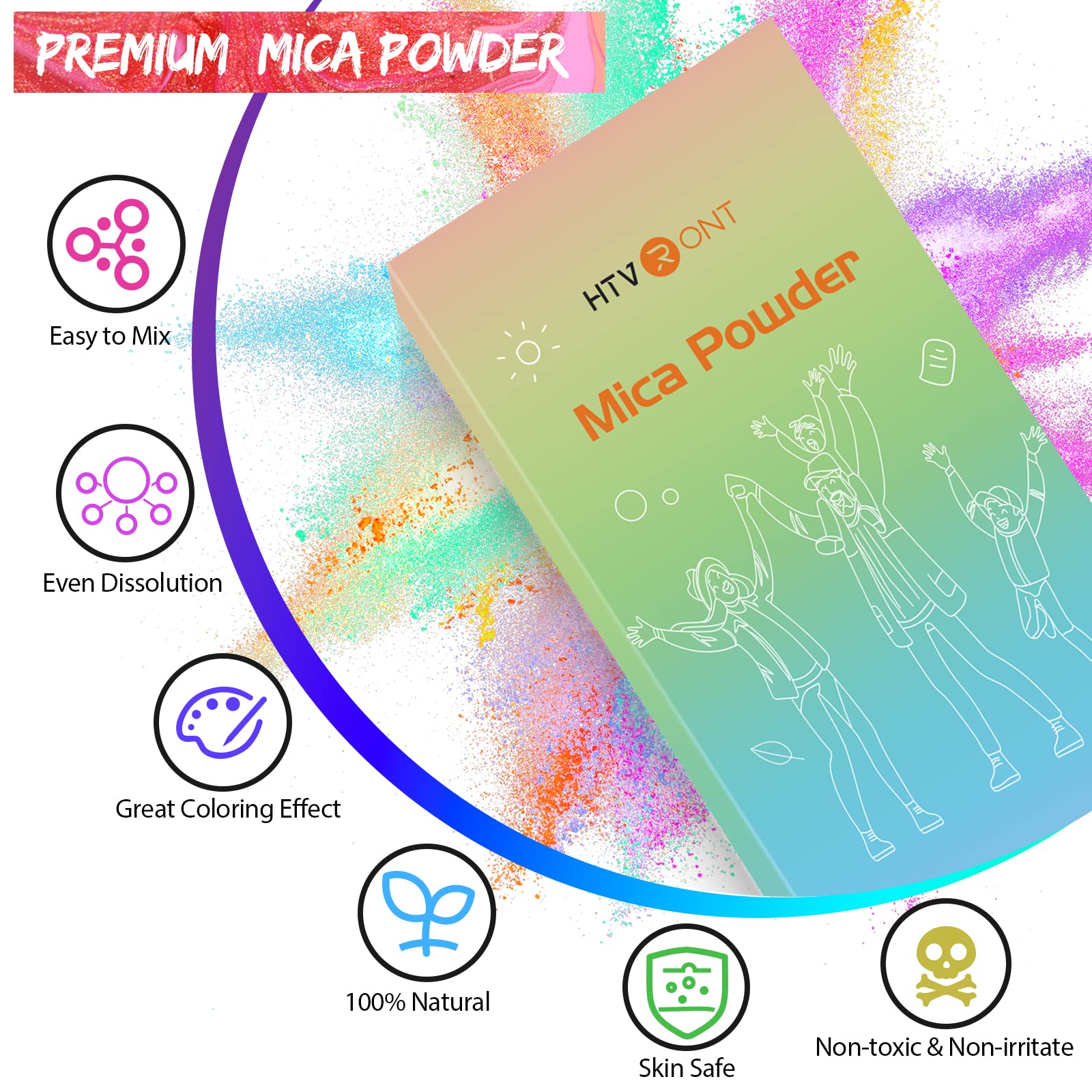 HTVRONT Mica Powder for Epoxy Resin - 26 Vibrant Colors (130g) - Shimmery Pigment Powder for Soap Making, Lip Gloss, Bath Bombs - Easy to Mix & Natural Ingredients - Perfect for DIY Crafts, Nail Art, Candle Making & Slime Projects