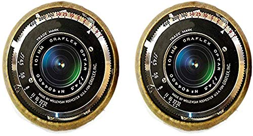 Vintage Camera Lens Earrings - Gray, Black & White Photography Jewelry for Photographers - Graflex Style (Not Actual Lens) - Perfect Gift for Photographers & Vintage Lovers