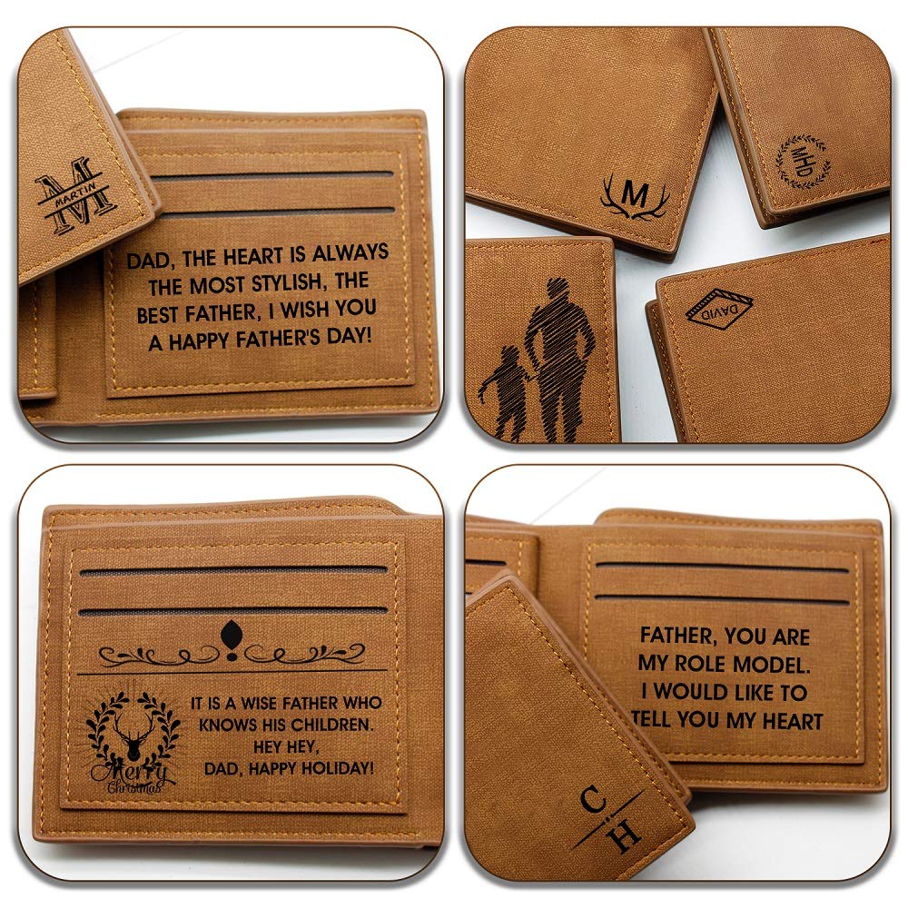 Personalized Leather Wallets for Men - Custom Engraved Monogram Wallet with RFID Protection | Perfect Gift for Dad, Husband & Boyfriend | Business & Travel Essentials