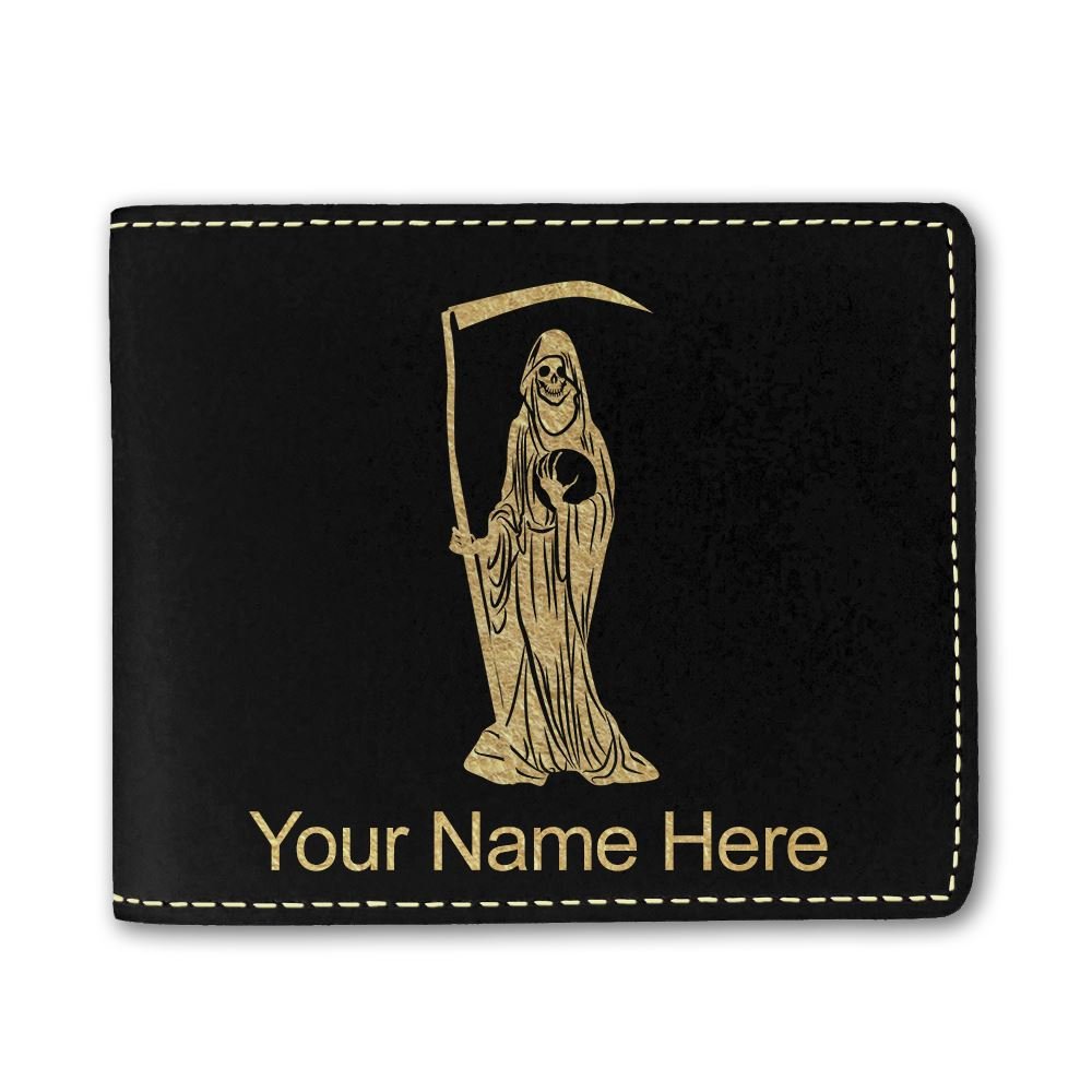 Custom Engraved Faux Leather Wallet with Santa Muerte Design - Perfect for Gifts, Everyday Use & Biker Accessories