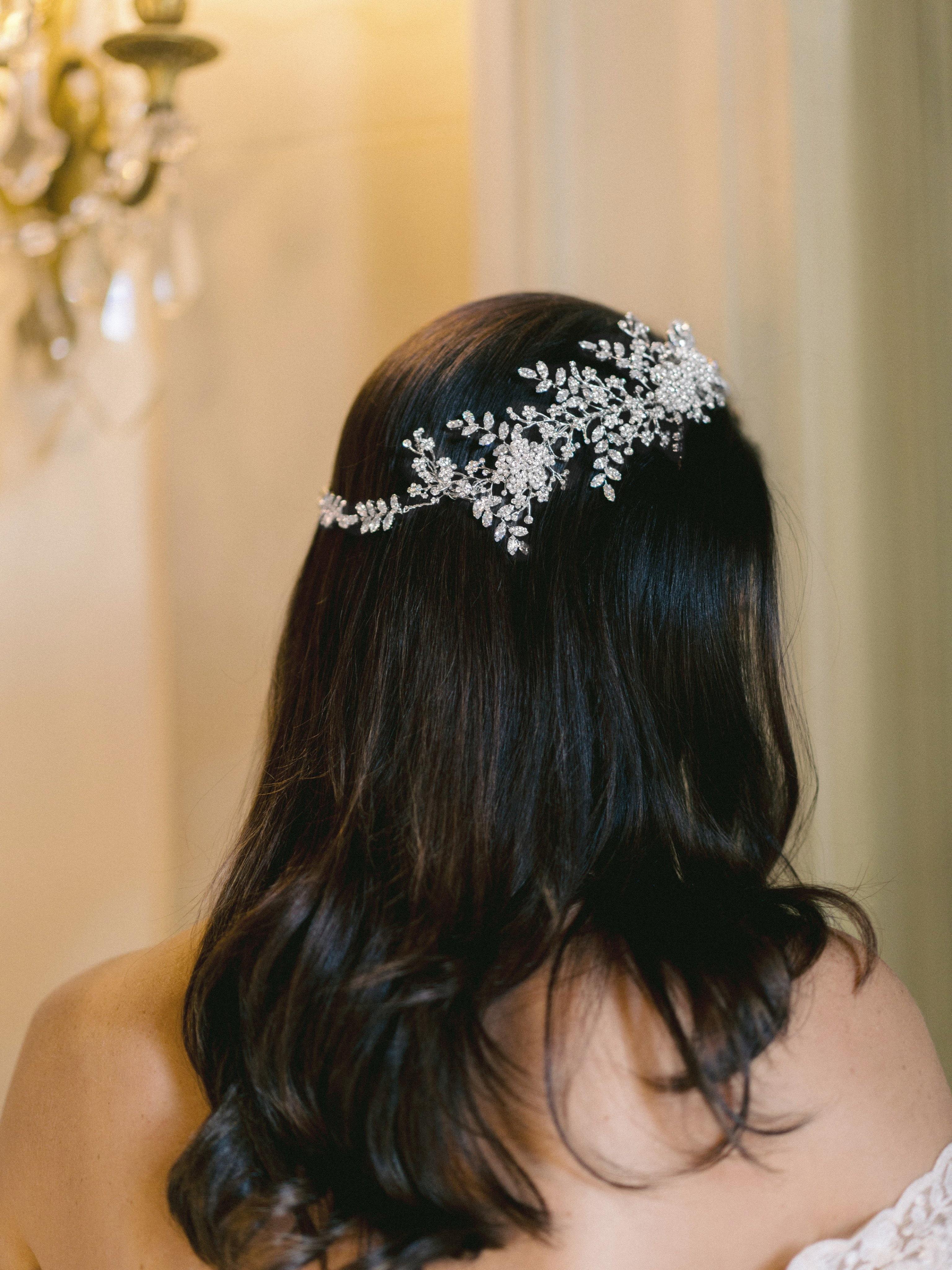 ELISABETTA Simulated Diamond Bridal Headpiece - Elegant Wedding Hair Accessory for Brides, Bridesmaids & Prom | Perfect for Weddings, Formal Events & Special Occasions