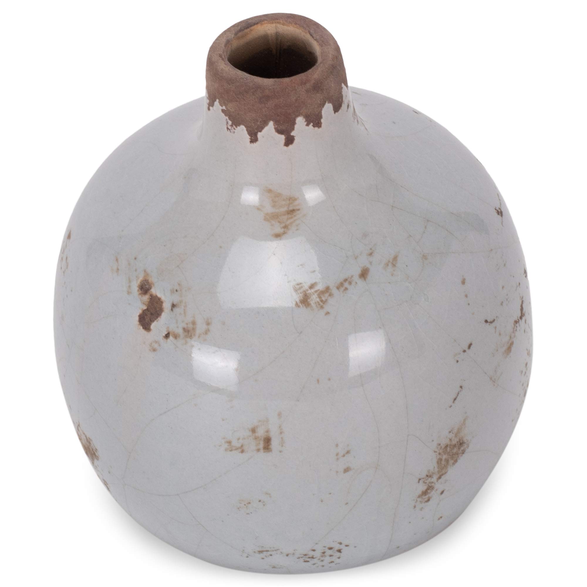 47th & Main Ceramic Vase - Small Round Grey Home Decor for Centerpieces, Wedding Decor, Tabletop Display & Modern Interior Design