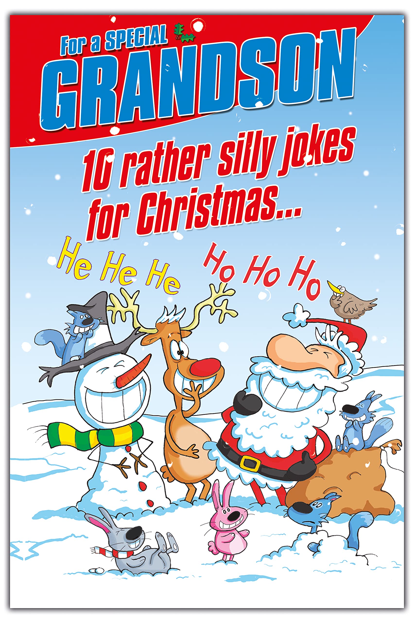 Funny Grandson Christmas Card - Emotional Rescue Xmas Greeting Card for Grandson - Humorous Holiday Card for Him - Perfect for Family Gatherings & Gift Exchanges