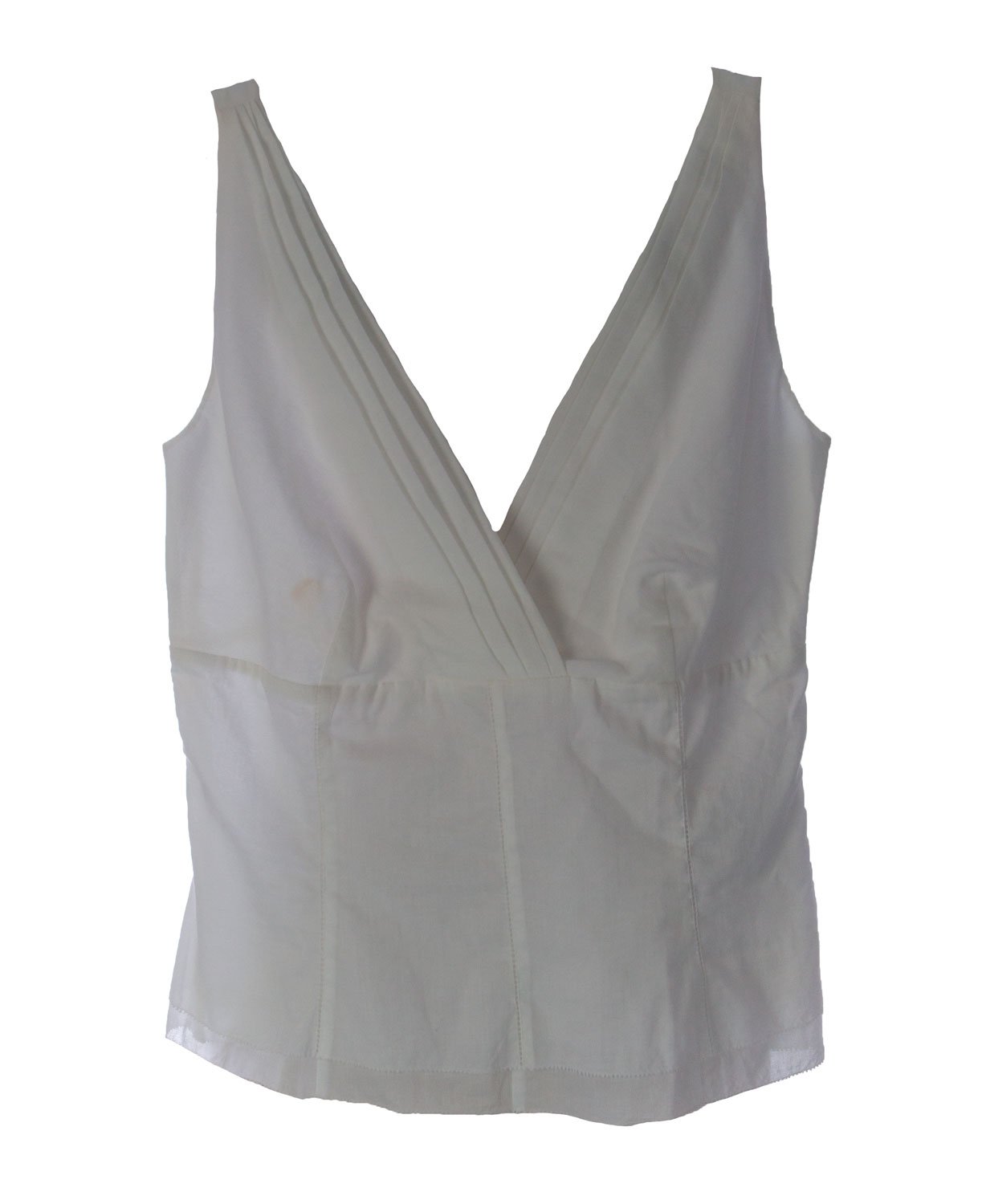 GANT Women's Pleated Cotton Tank Top - Breathable Summer Sleeveless Blouse EU 32 White for Casual Wear & Office Outfits