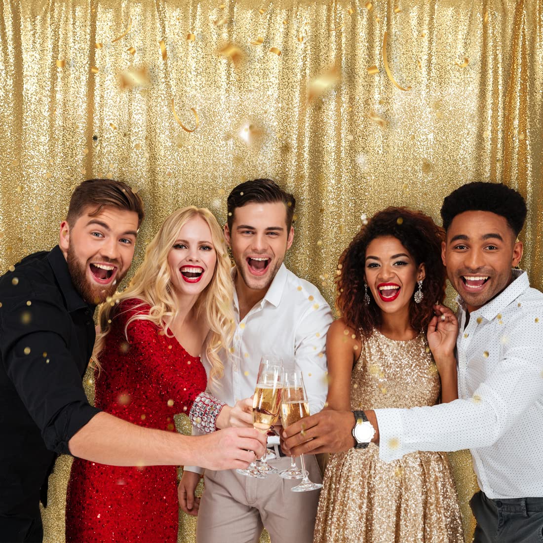 Sparkly Gold Sequin Backdrop 6x8ft for Wedding & Party Decor