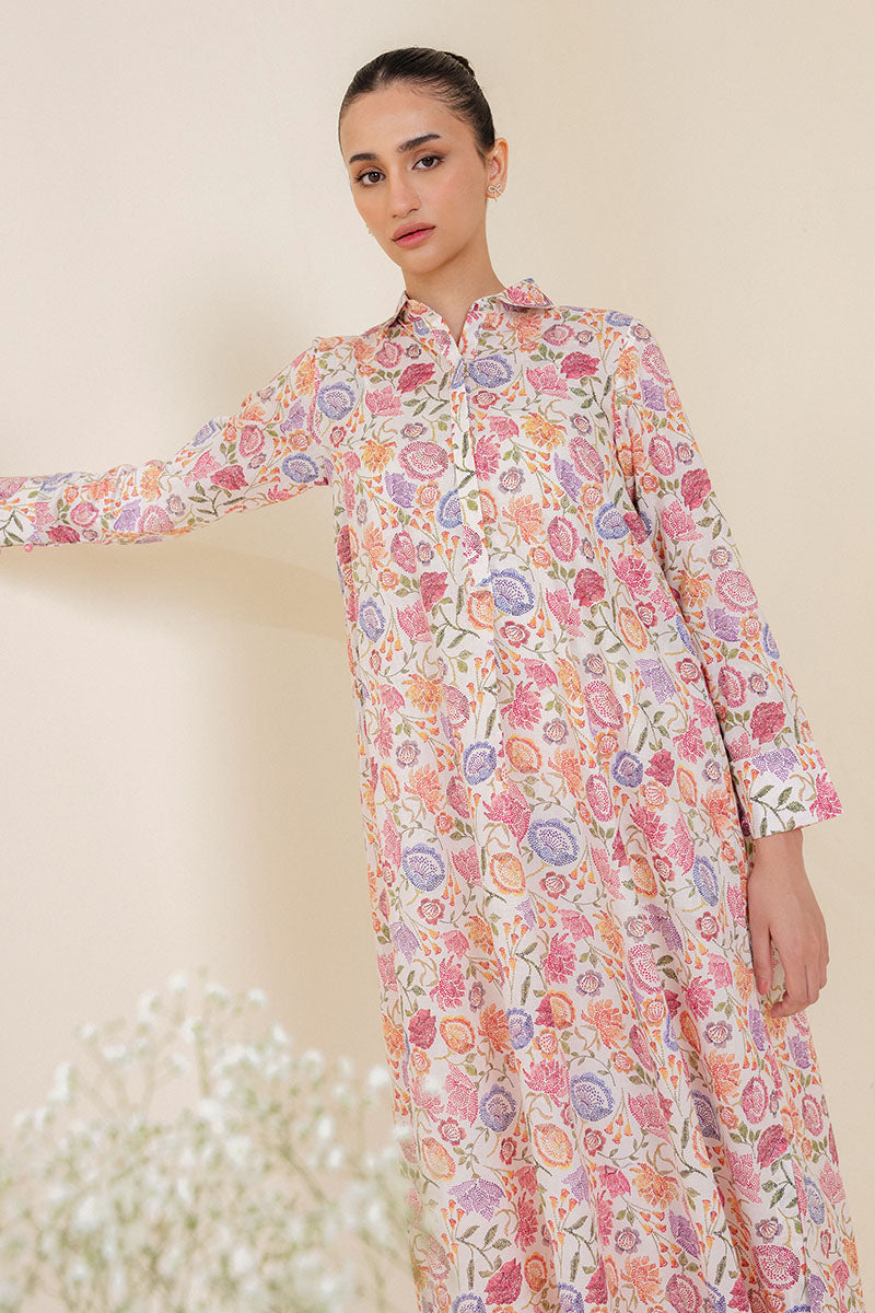 IVORY BLISS 2-Piece Printed Lawn Suit Set - Floral Embroidered Cotton Outfit for Women | Perfect for Summer Parties, Weddings & Casual Wear