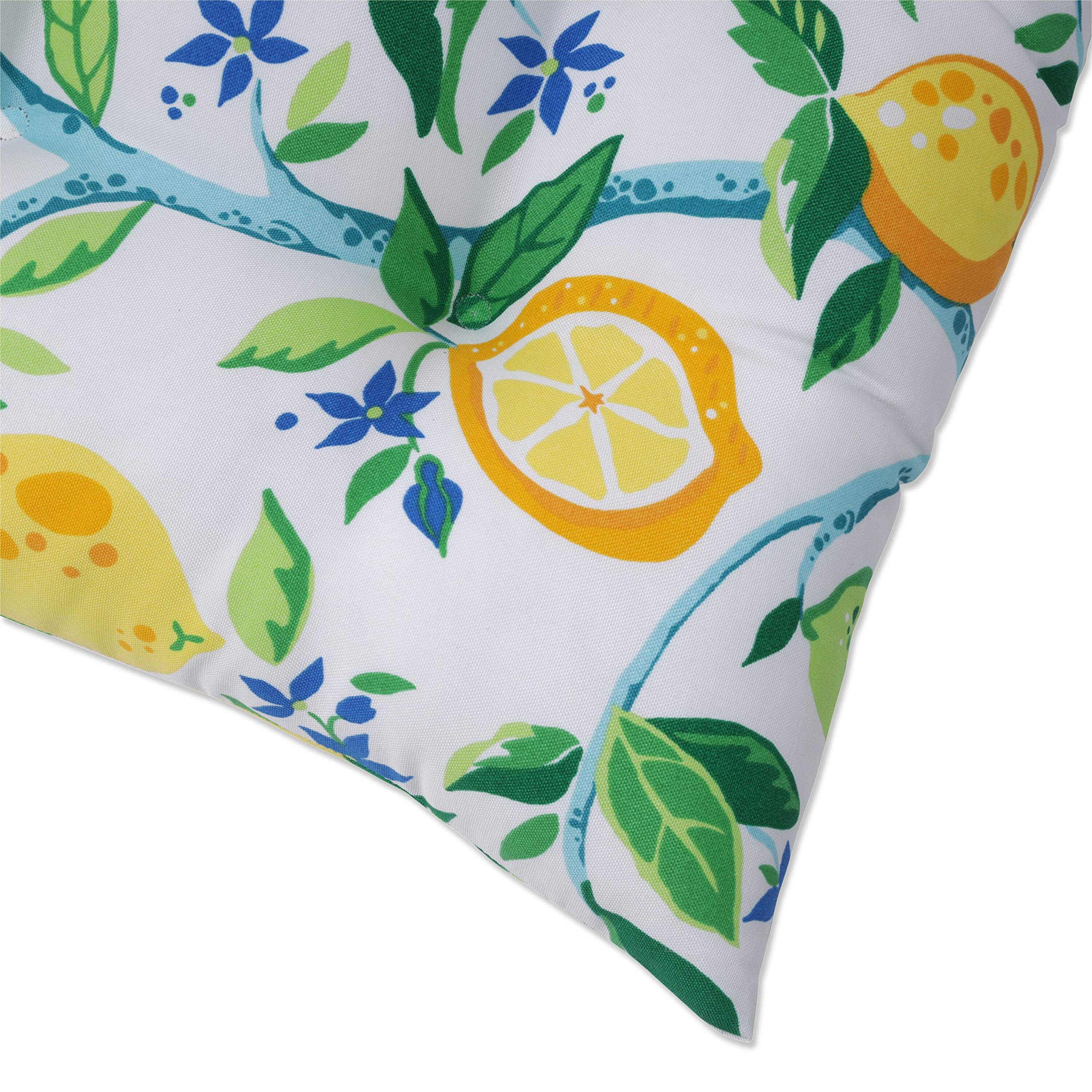 Pillow Perfect Yellow Tufted Seat Cushions for Outdoor & Indoor Use - 19x18.5 Inch Square Back Cushions (Set of 2) - Perfect for Patio Furniture, Garden Chairs, and Living Room Decor